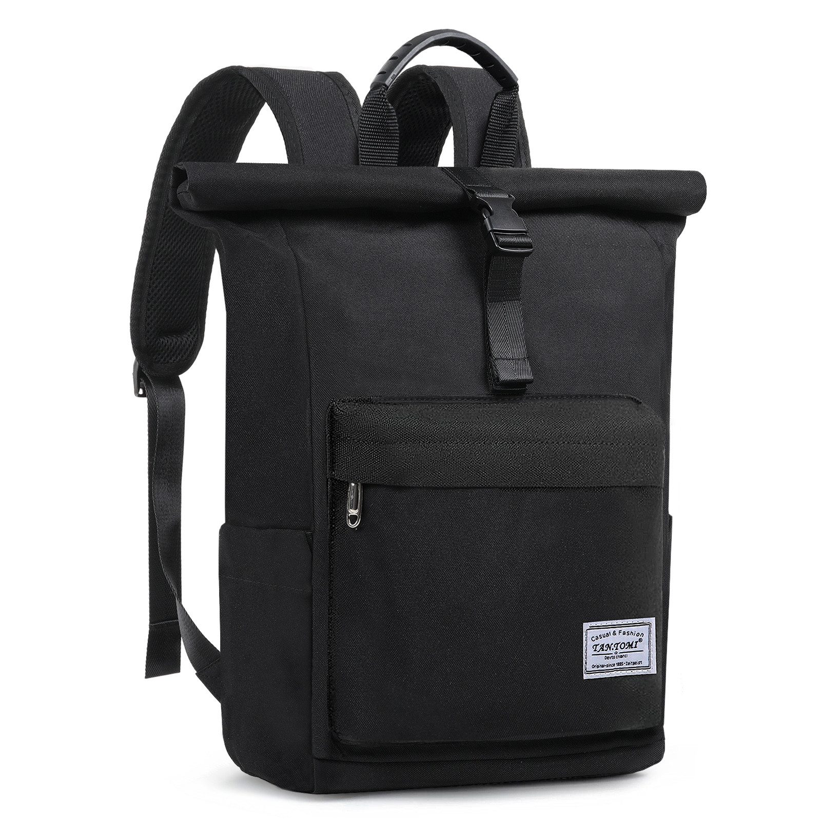 TAN.TOMI Cityrucksack Rolltop Rucksack Damen Herren, Rucksack Laptop Tasche 15,6 Zoll (Damen Herren weit öffenbar, Rolltop Rucksack wasserabweisend), Backpack Daypack für Schule,Fahrradfahren,Freizeit und Reise