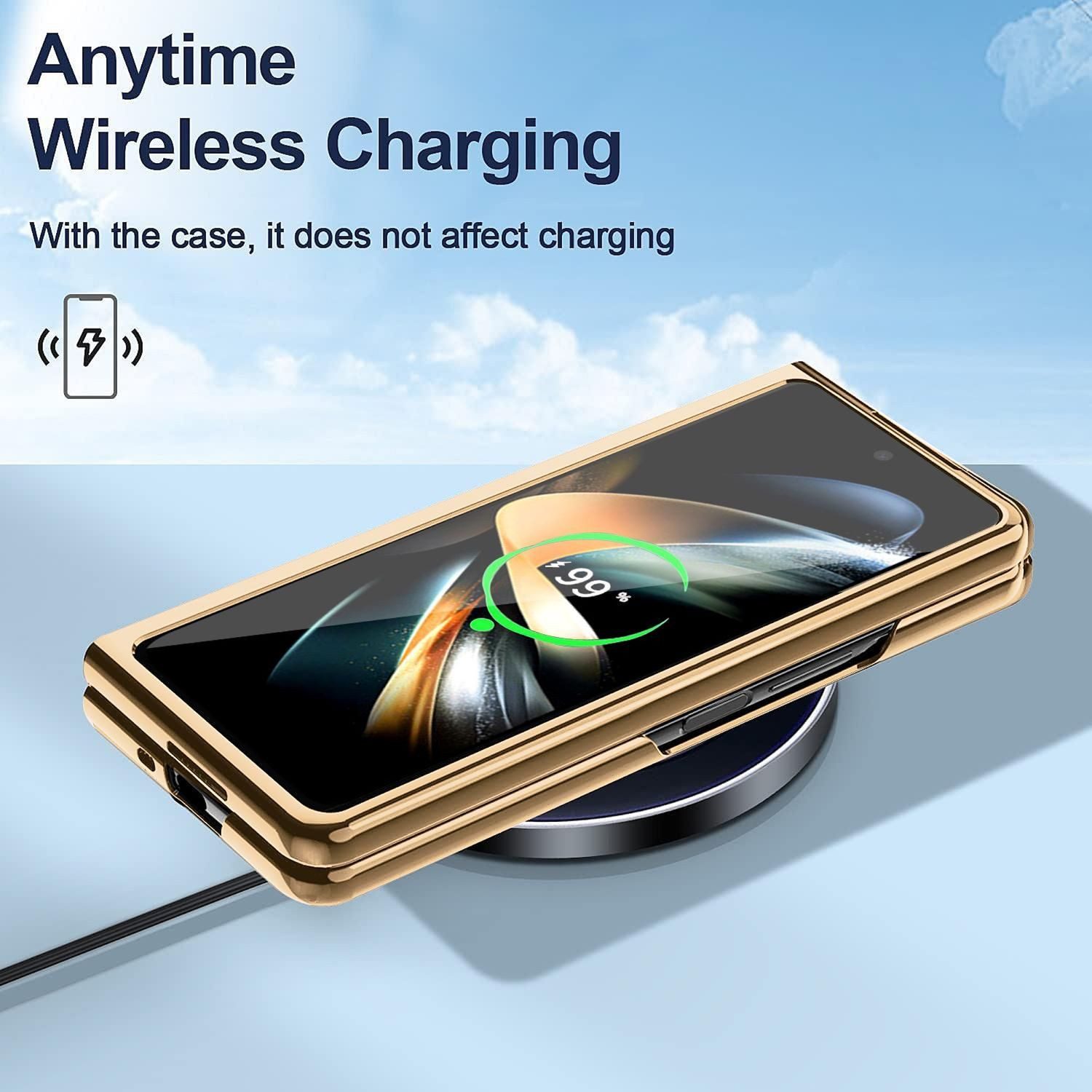 Wigento Handyhülle Für Samsung Galaxy Z Fold6 Dream Series Ring Kunstleder Hülle Schwarz, Stoßfest, Metallring, stilvoll