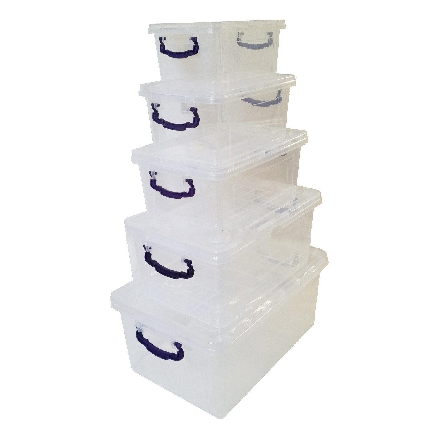 Aufbewahrungsbox 5er Set Klarsichtbox mit Deckel - transparent -  Aufbewahrungsbox Box