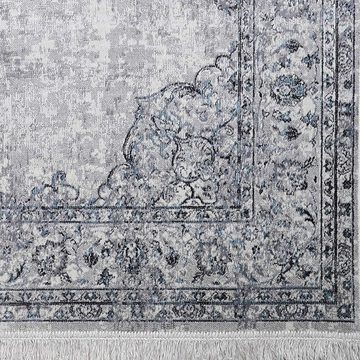 Teppich Moderner Orientteppich Palazzo Royal 917909, TaraCarpet, rechteckig, Höhe: 6 mm, Boho Vintage Tabriz blau Wohnzimmer Schlafzimmer Esszimmer 095x140 cm