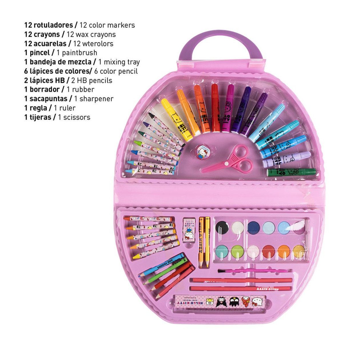 Cerda Kreativset Hello Kitty Ausmal- und Schreibset – Kreatives 50-teiliges Malset, (Mal- und Zeichen-Set für Kinder, Schreib- und Malset mit 50 Teilen)