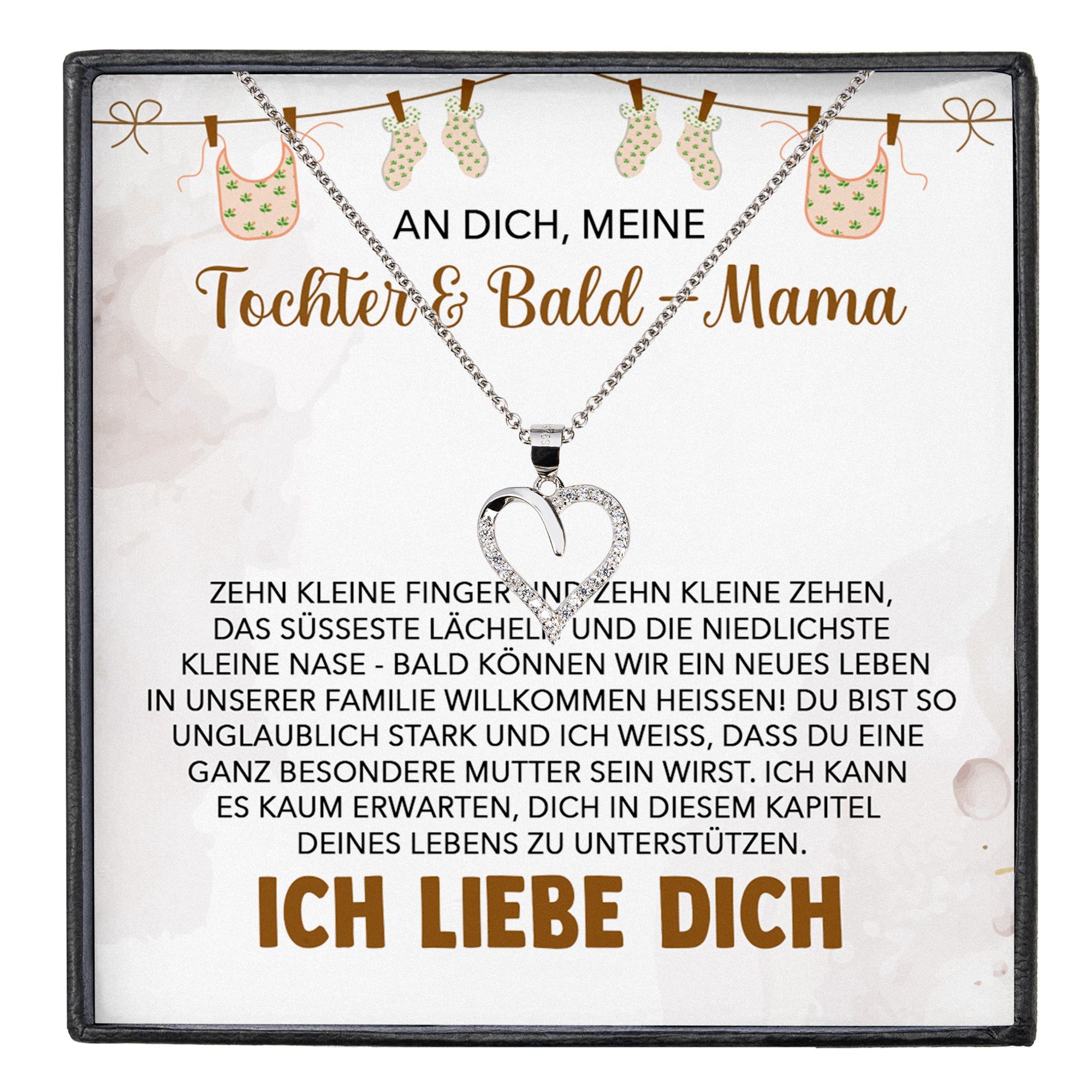 22Feels Schmuckset Geschenk für schwangere Tochter Babyparty Babyshower Mom To Be Werdend (inkl. Geschenktasche, Karte, Poliertuch, Beutel), Silber 925/000, Karte Made In Germany