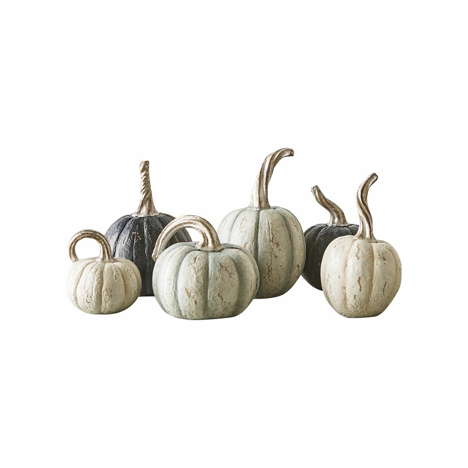 Mirabeau Dekoobjekt Kürbis 6er Set Yokane creme/grün/schwarz