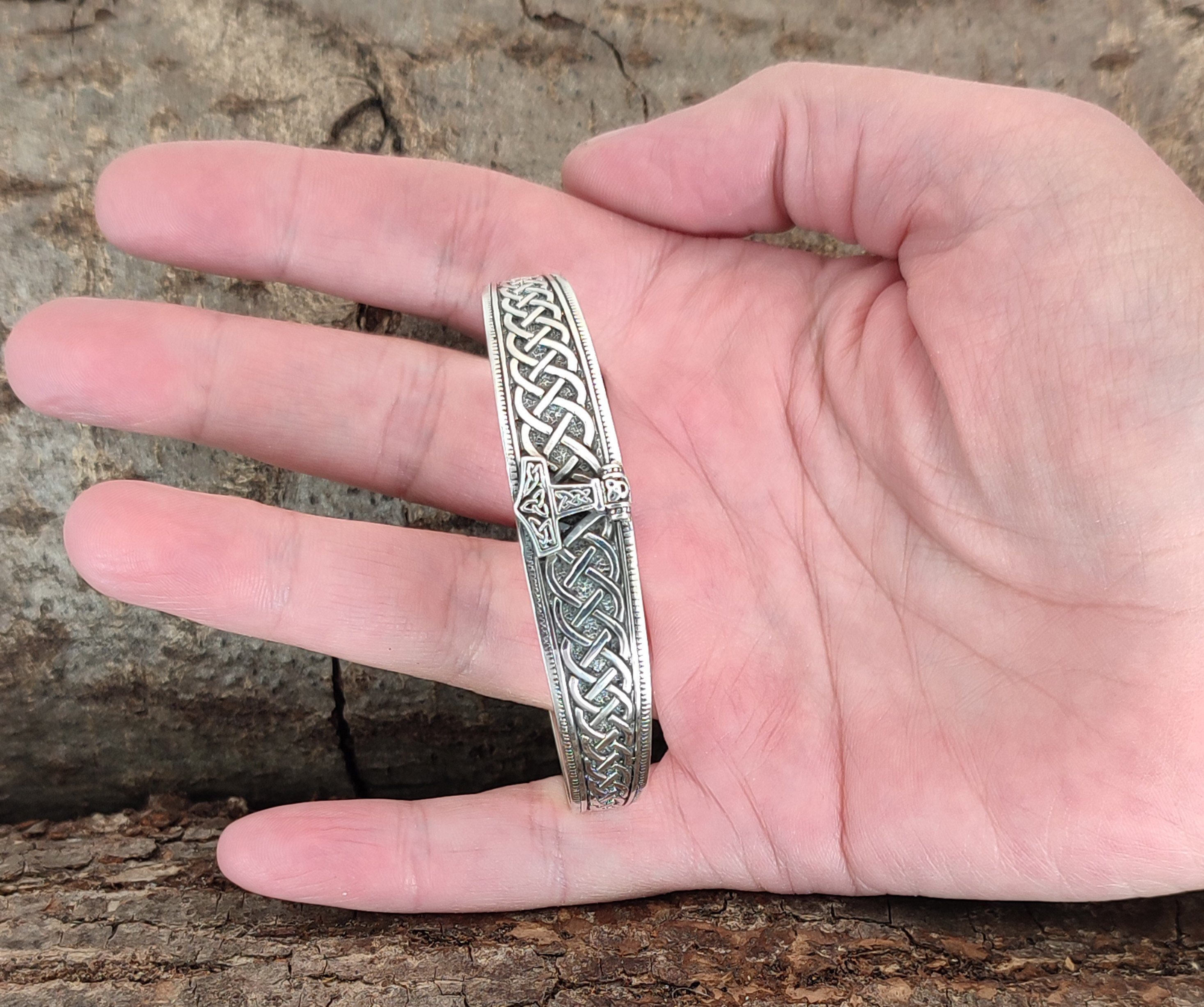 Kiss of Leather Armband Armband Armreif 925 Sterling Silber Thorshammer Thorhammer Thor ABTh2