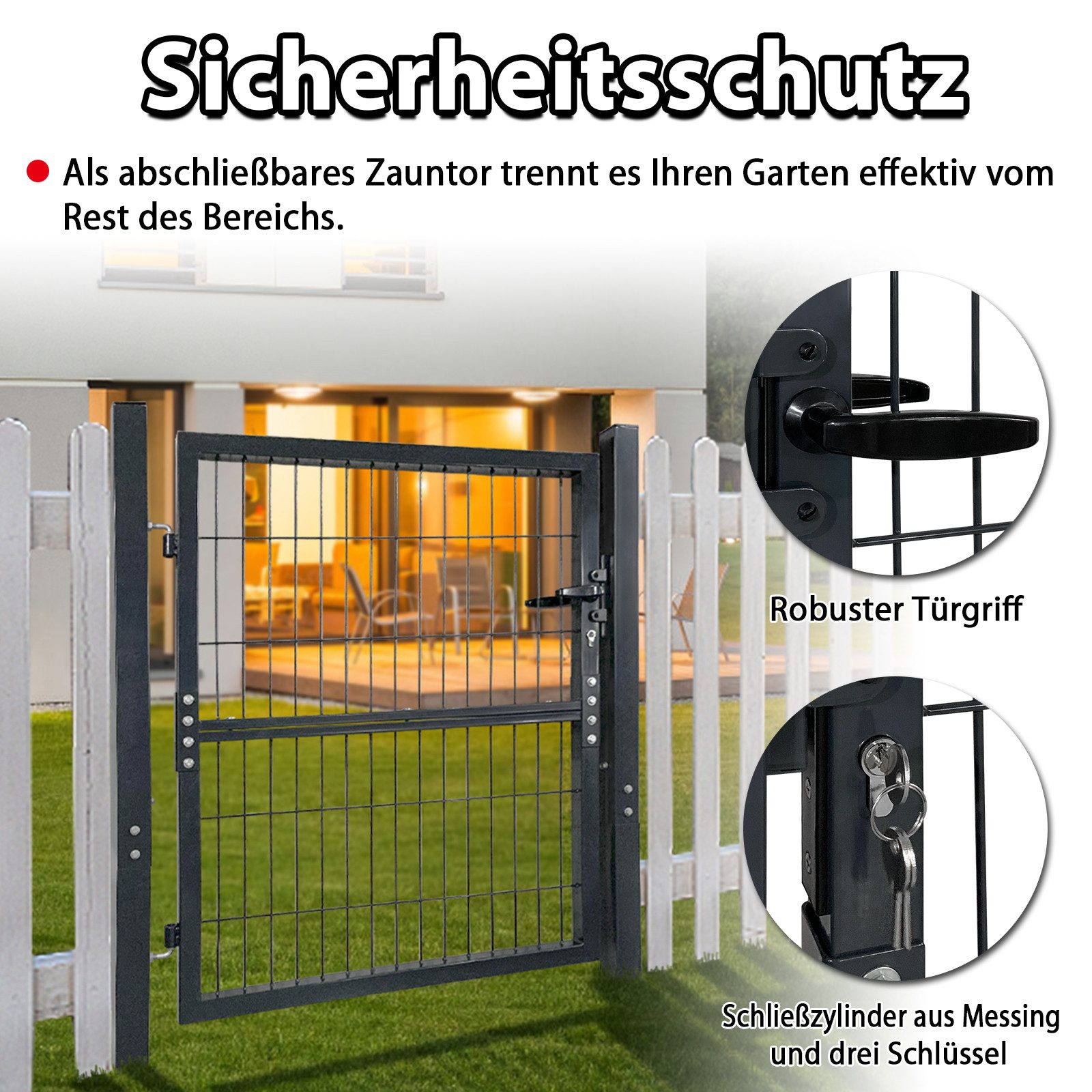 FIVMEN Gartentor Gartentür für Stabmattenzaun Hoftor Zauntür Doppelstabmatten, (Inkl. Schloss, Pfosten und Befestigungsmaterial, Zauntor, Zauntür)
