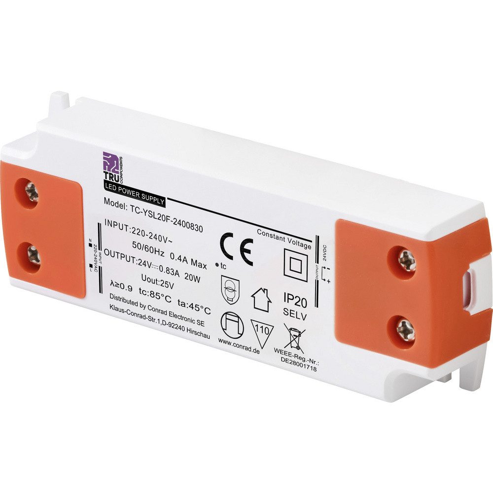 TRU COMPONENTS TRU COMPONENTS TC-YSL20F-2400830 LED-Trafo Konstantspannung 20 W 0.83 LED Trafo