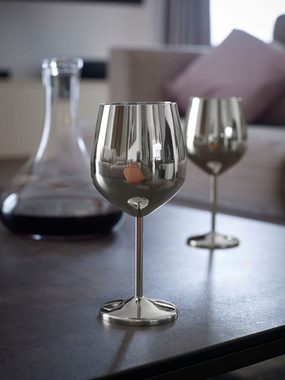 ECHTWERK Weinglas Silber Edition, Edelstahl, 2-tlg.bruchsichere Weingläser/Weinkelche, 0,5 L