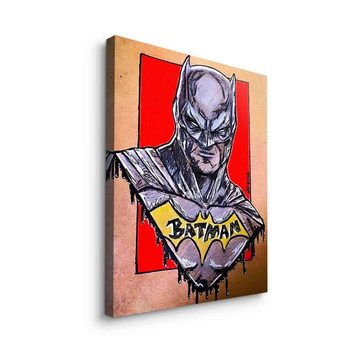 DOTCOMCANVAS® Leinwandbild Batman Drawing, Leinwandbild Batman Drawing Comic Cartoon orange grau Portrait