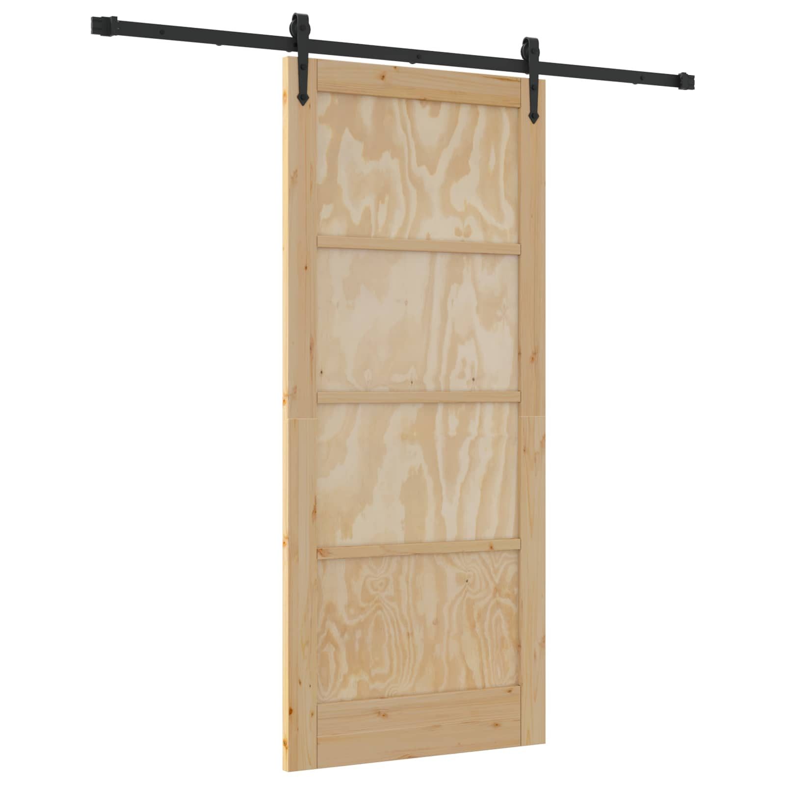 vidaXL Haustür Schiebetür ORKDAL Natürlich und Schwarz 86 x 198,5 cm (1-St)