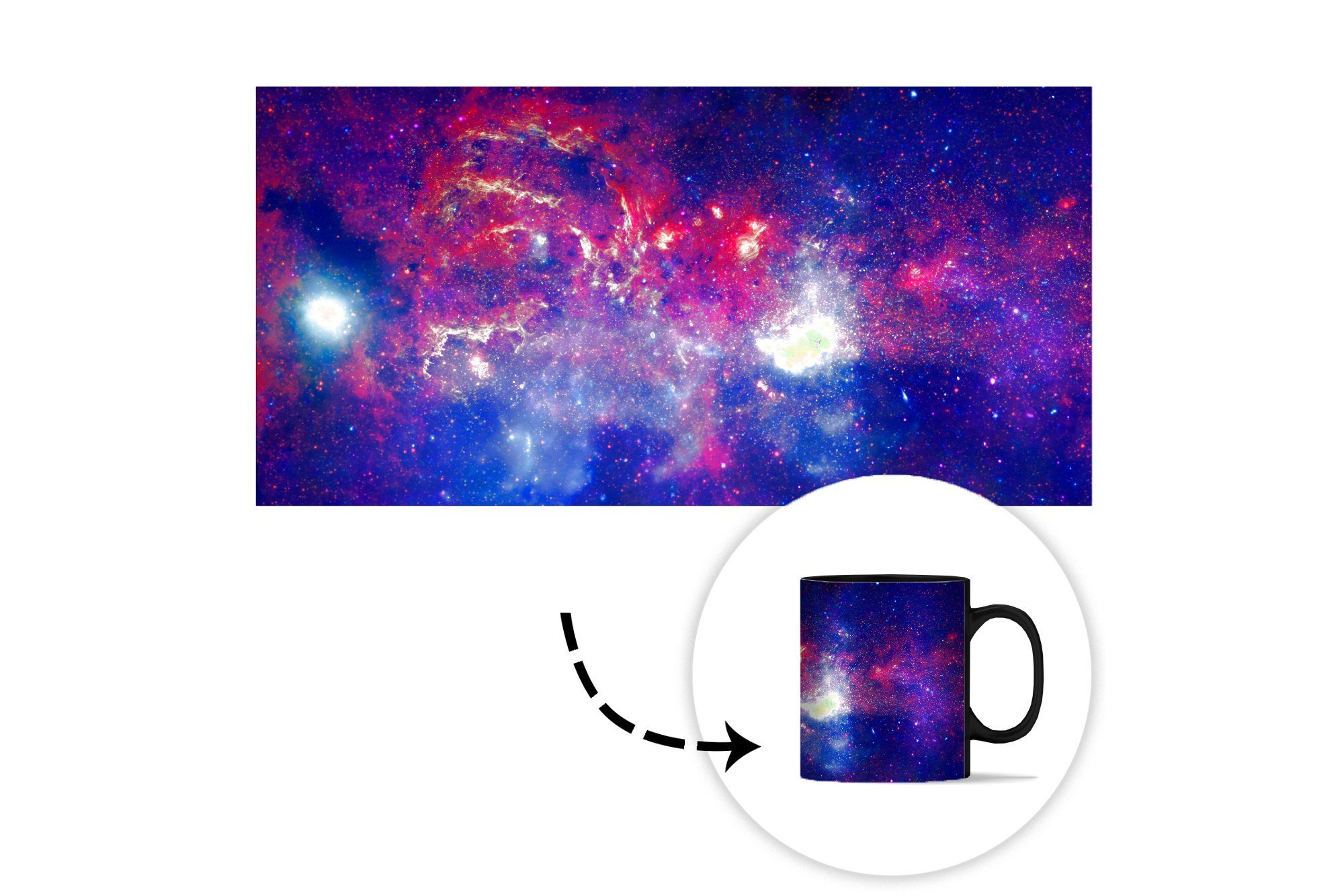 Rot Tasse Keramik, Zaubertasse, MuchoWow Galaxie Kaffeetassen, Teetasse, Sterne, Farbwechsel, - Geschenk -
