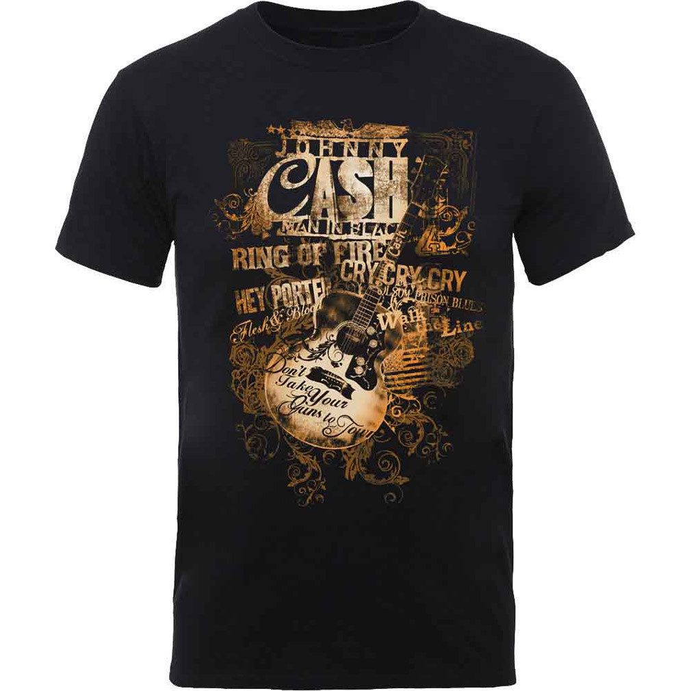 Johnny Cash T-Shirt Guitar Song Titles