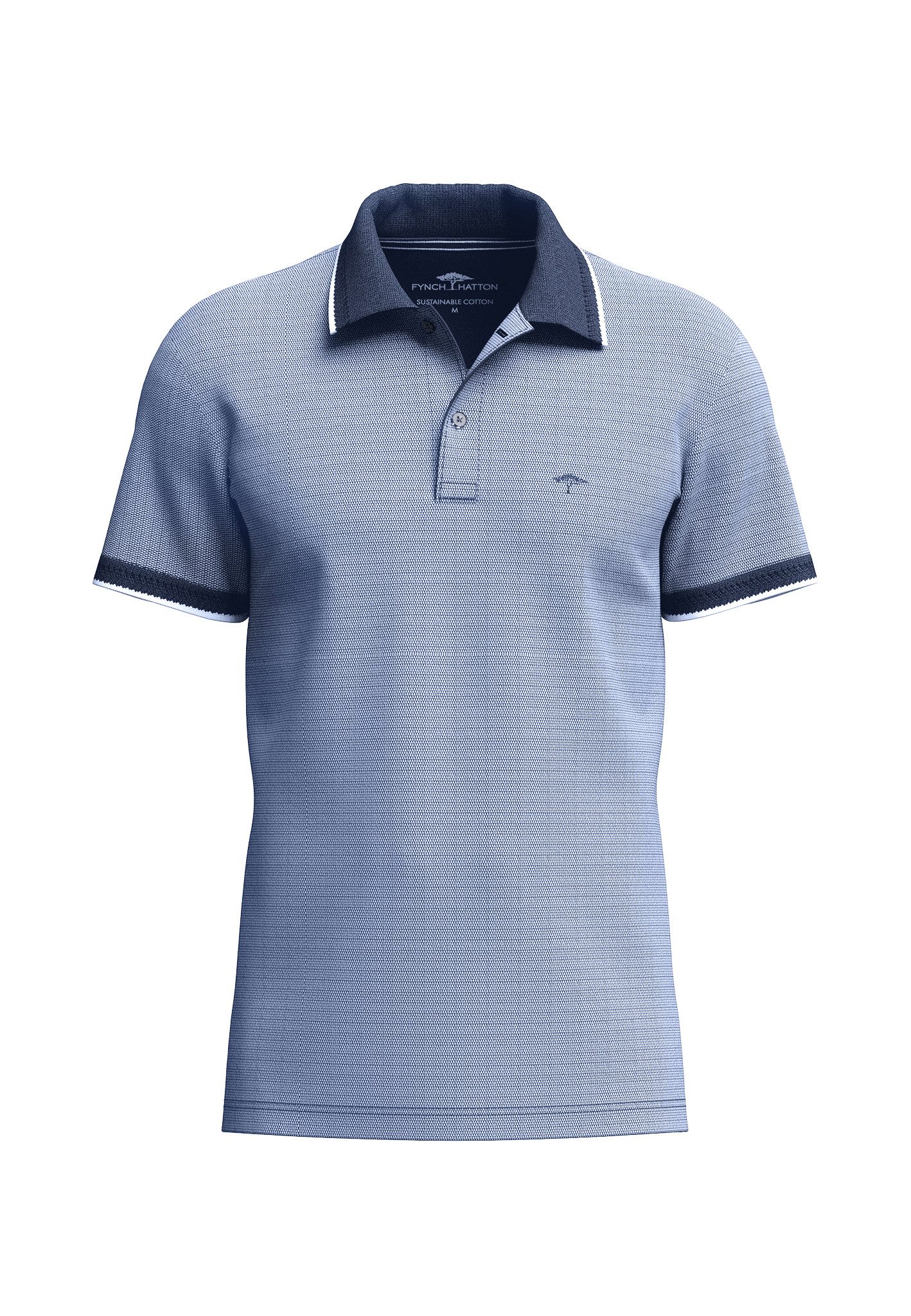 FYNCH-HATTON Poloshirt FYNCH-HATTON Polo-Shirt in Großen Größen ? 100 % Baumwolle ? Hellblau/