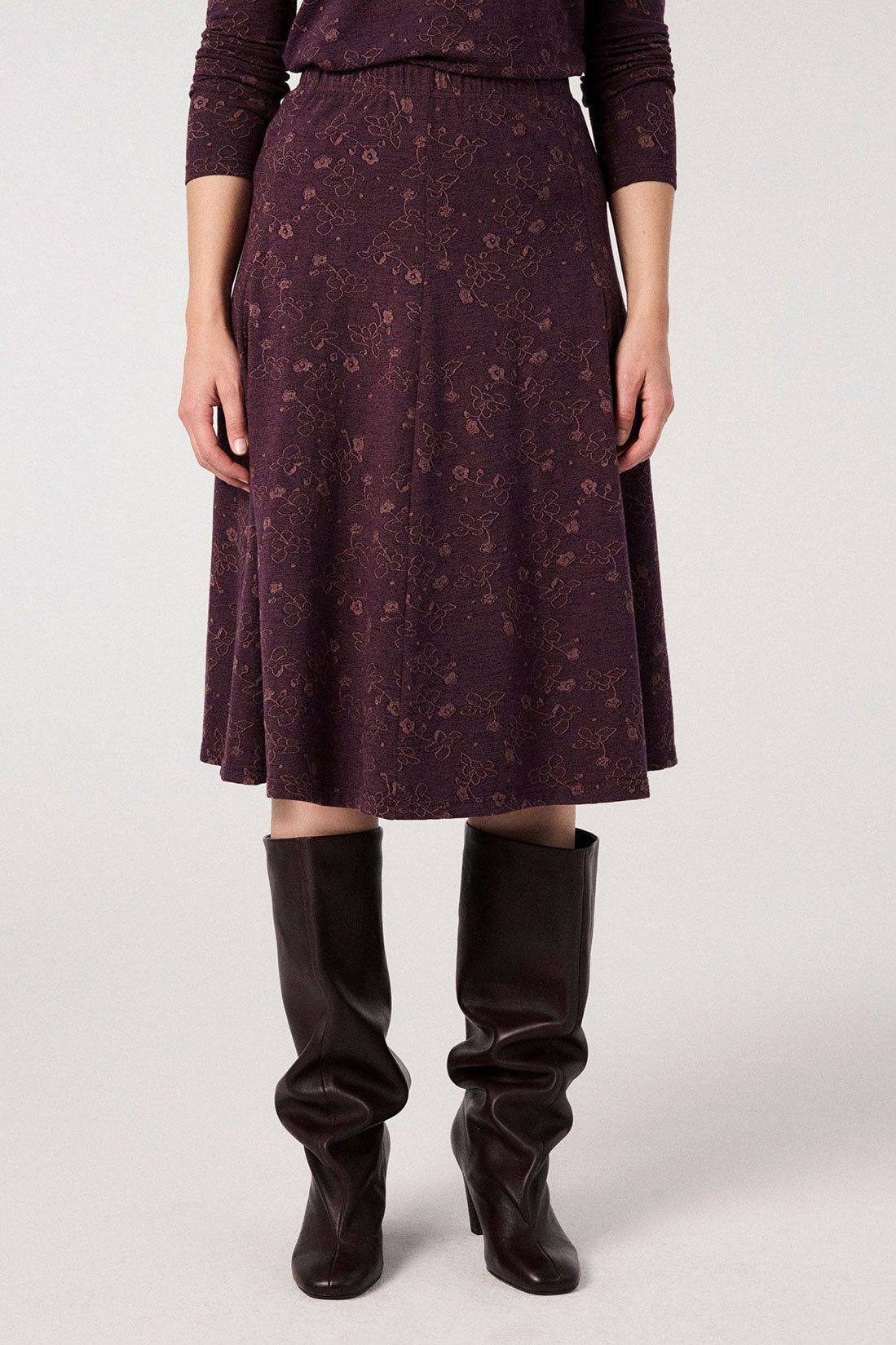 Himalaya Clothing Jerseyrock Rock Damen mit floralem Jacquardmuster - Jerseyrock aus Bio-Baumwolle Leicht ausgestellter Damen Midirock weich fallend