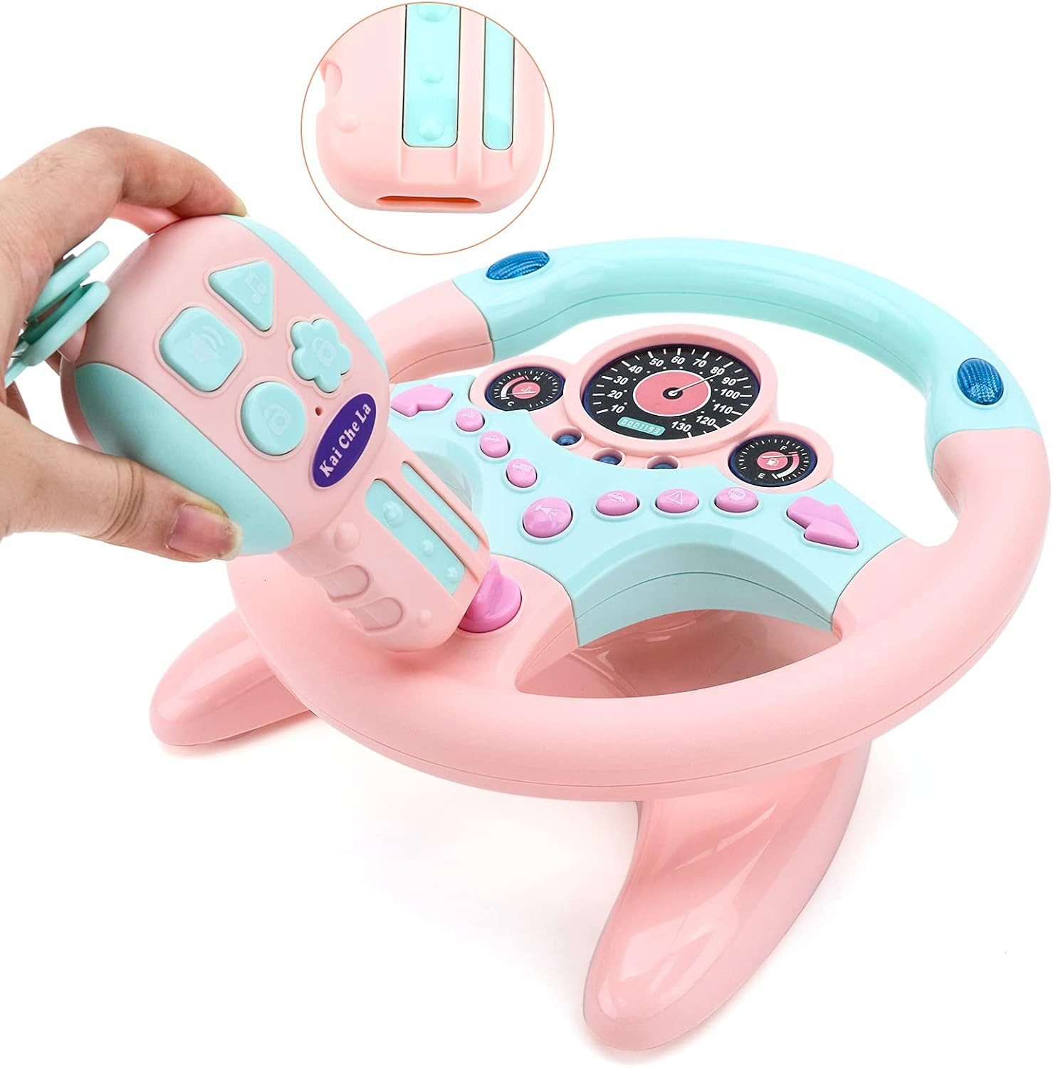 FELIXLEO Lernspielzeug Kinder Lenkrad Fahrsimulation 360° Licht Sound Spielzeug Rosa (1-St) – Bild 2 von 5