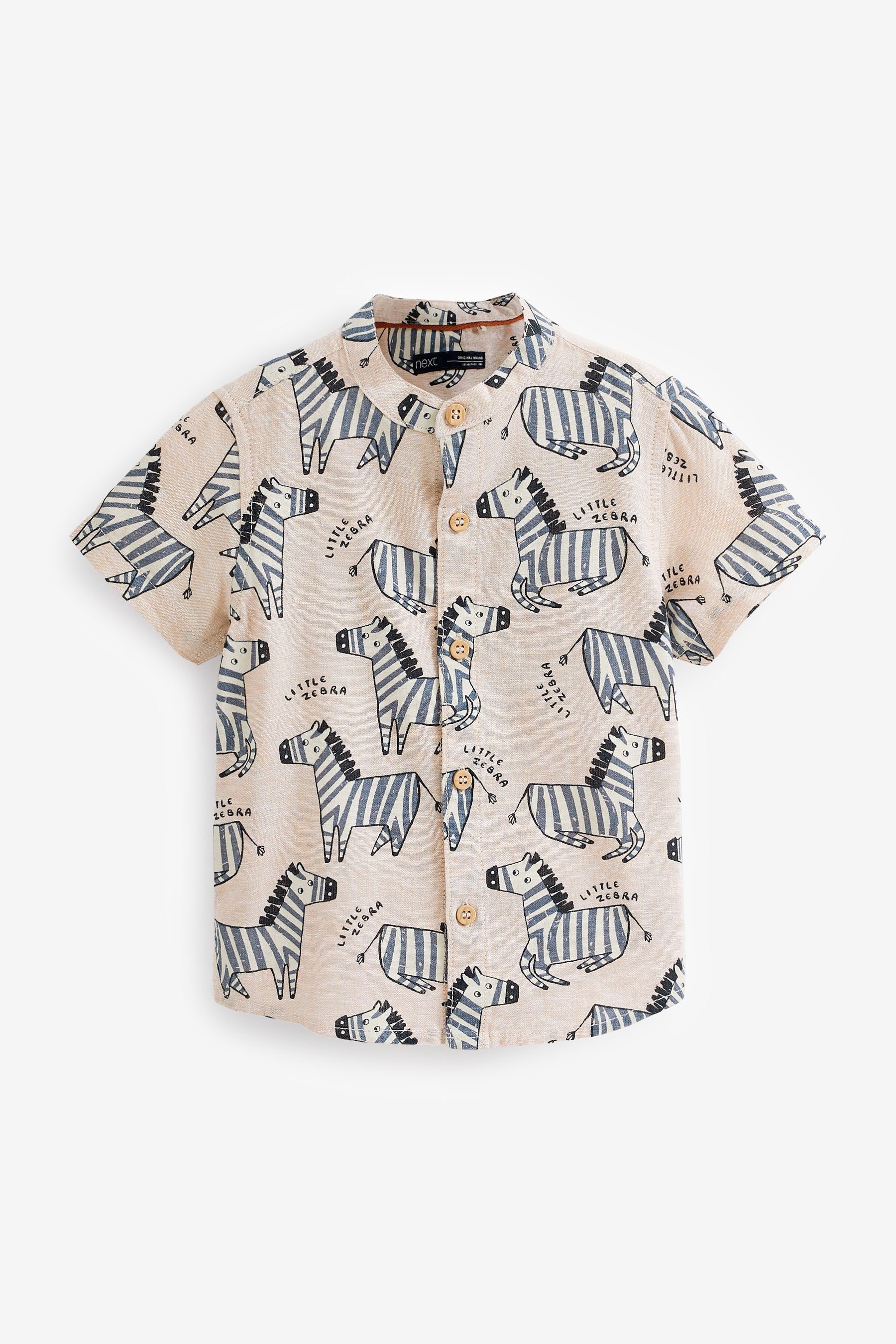 Next Kurzarmhemd Kurzärmliges, bedrucktes Hemd (1-tlg) Neutral Zebra