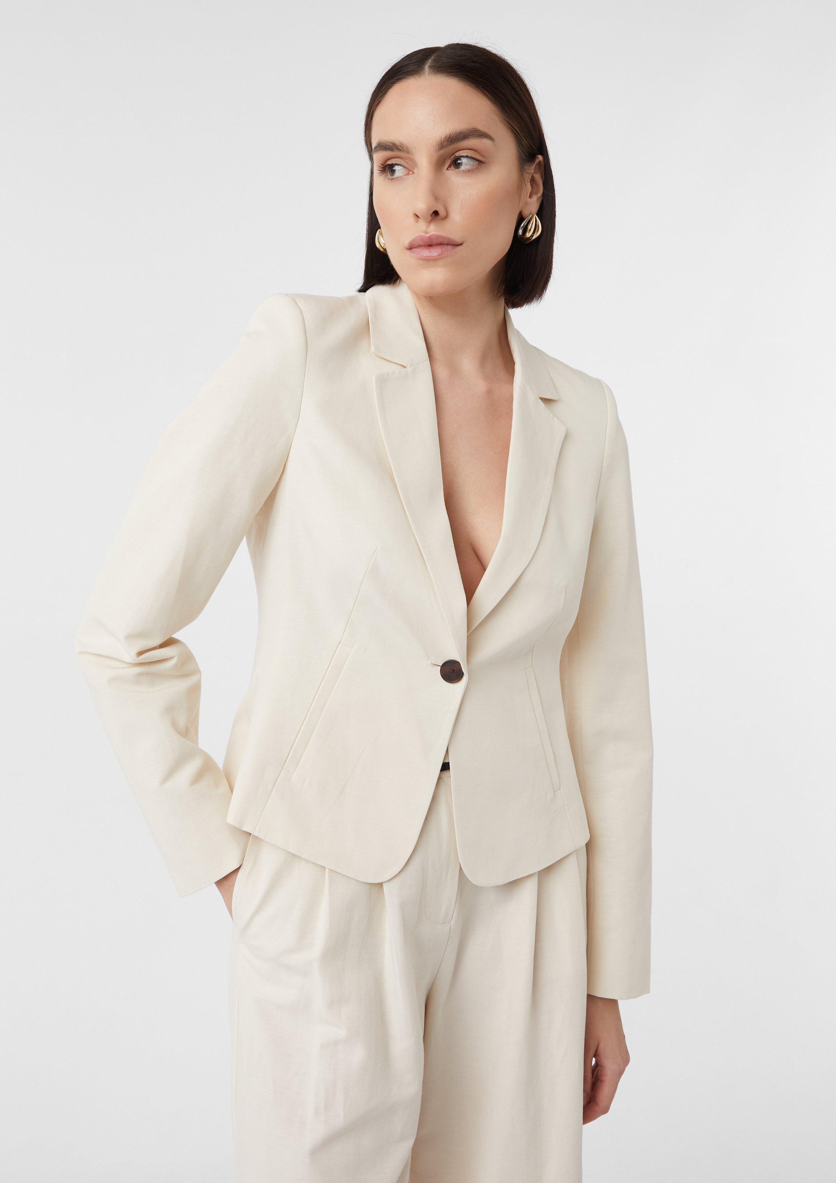 Comma Blusenblazer Taillierter Crop-Blazer aus Leinenmix, günstig online kaufen