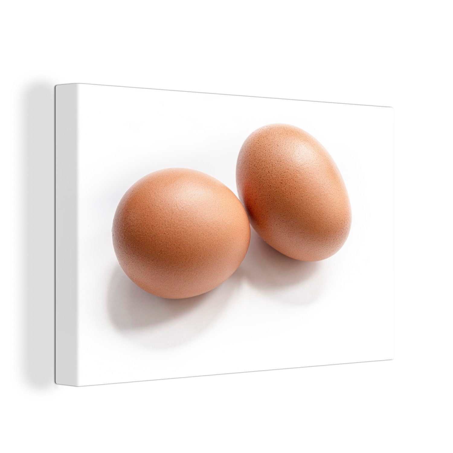 OneMillionCanvasses® Leinwandbild Rote Eier auf weißem Hintergrund, (1 St), Wandbild Leinwandbilder, Aufhängefertig, Wanddeko, 30x20 cm
