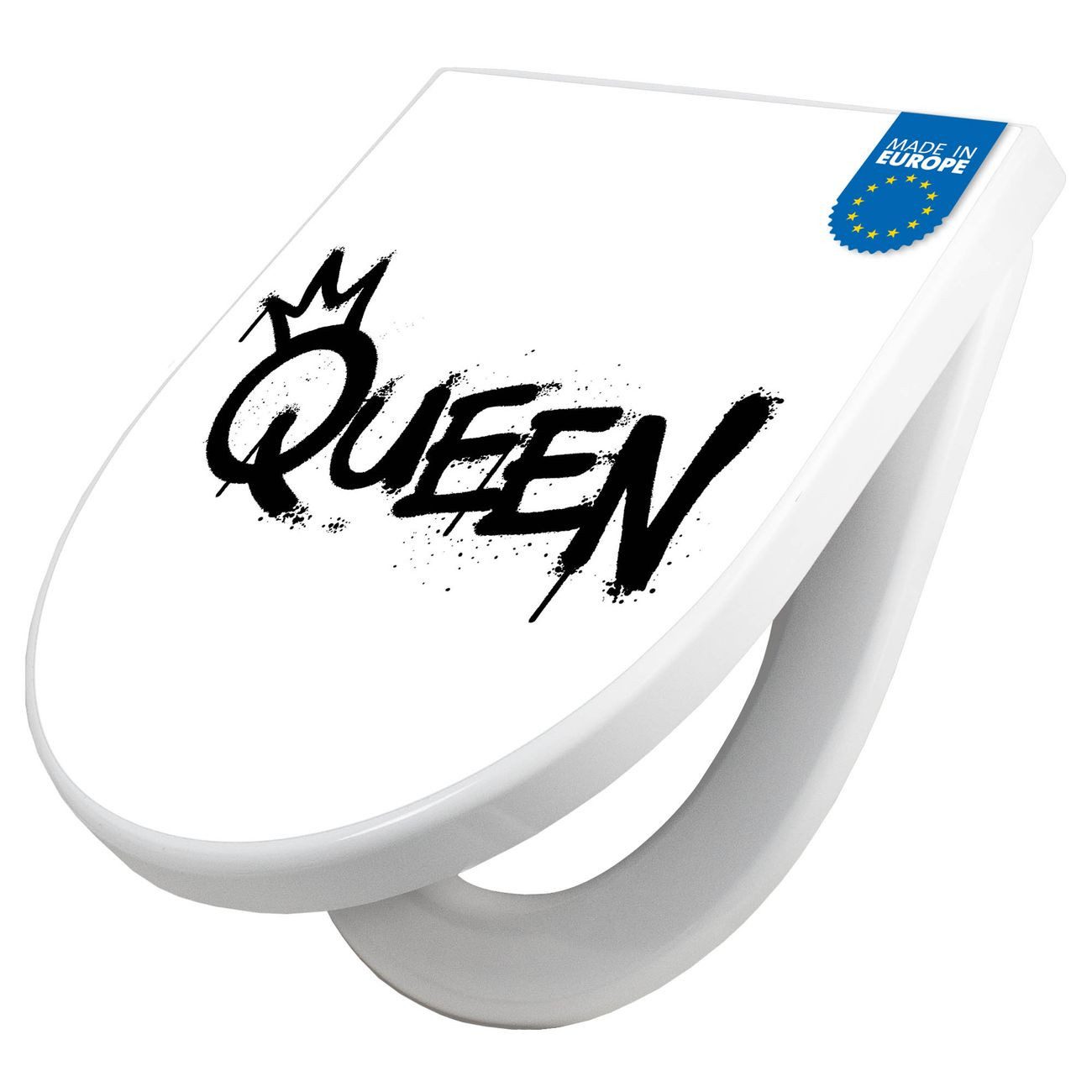 banjado WC-Sitz Premium D-Form mit Absenkautomatik Motiv Queen Graffiti (umweltfreundliches Material, Softclose Absenkautomatik), 45 x 36,4 x 4