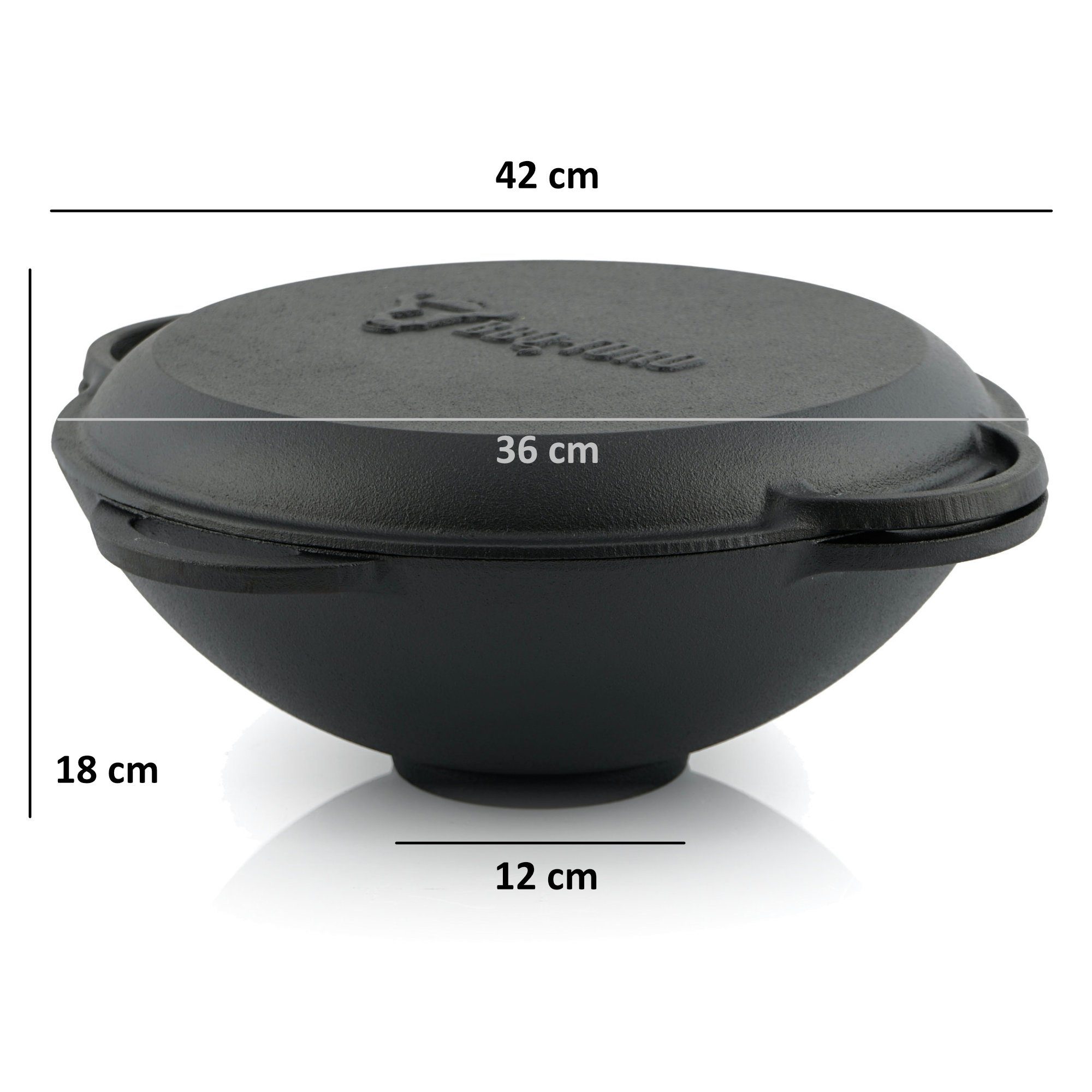BBQ-Toro Feuerstelle Gusseisen Kazan 12,1L mit Kazan Ofen Ø 34 cm, Gusstopf mit Deckel