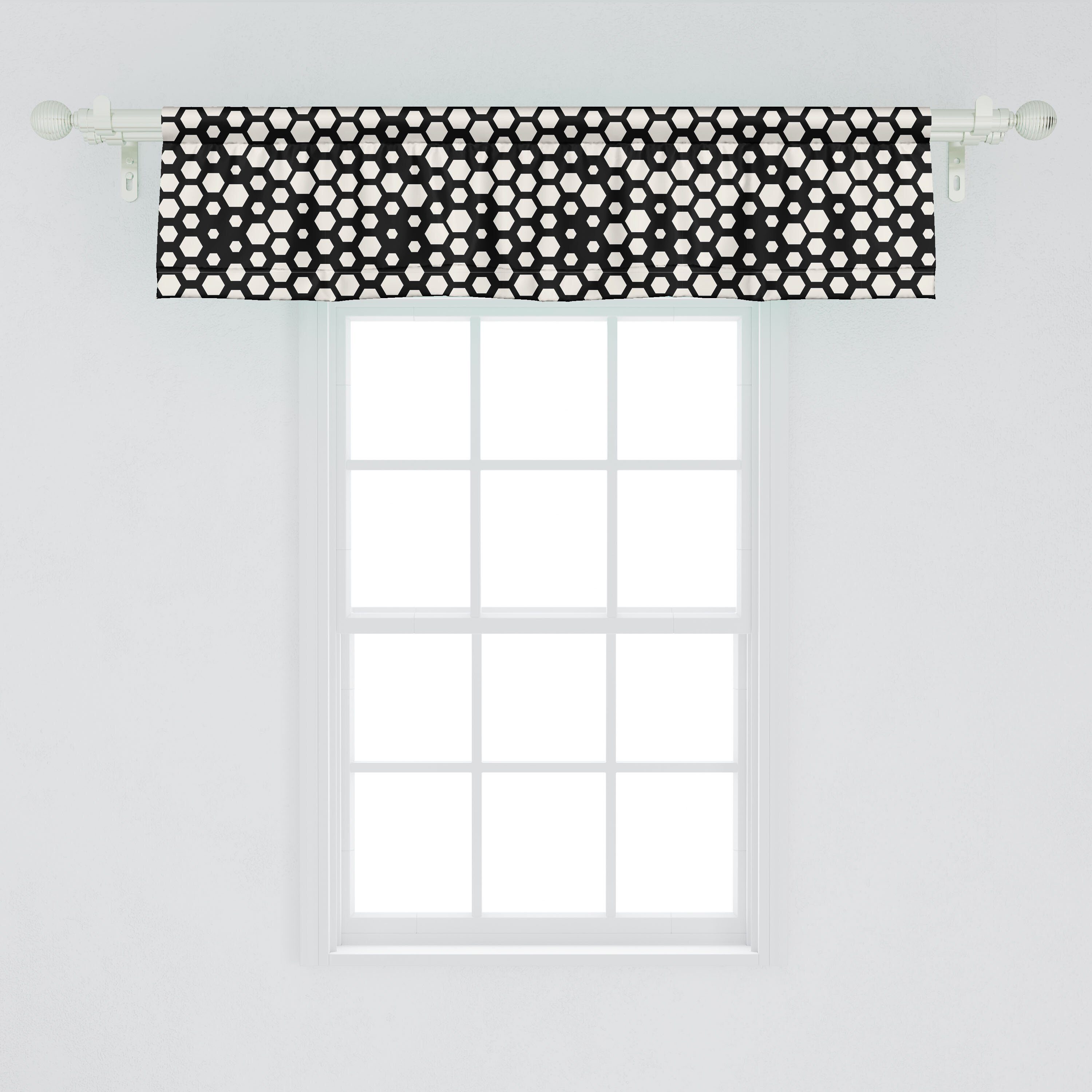 für Schlafzimmer Microfaser, Küche Entwurf mit Hexagons Simplistic Abstrakt Abakuhaus, Dekor Volant Stangentasche, Scheibengardine Vorhang