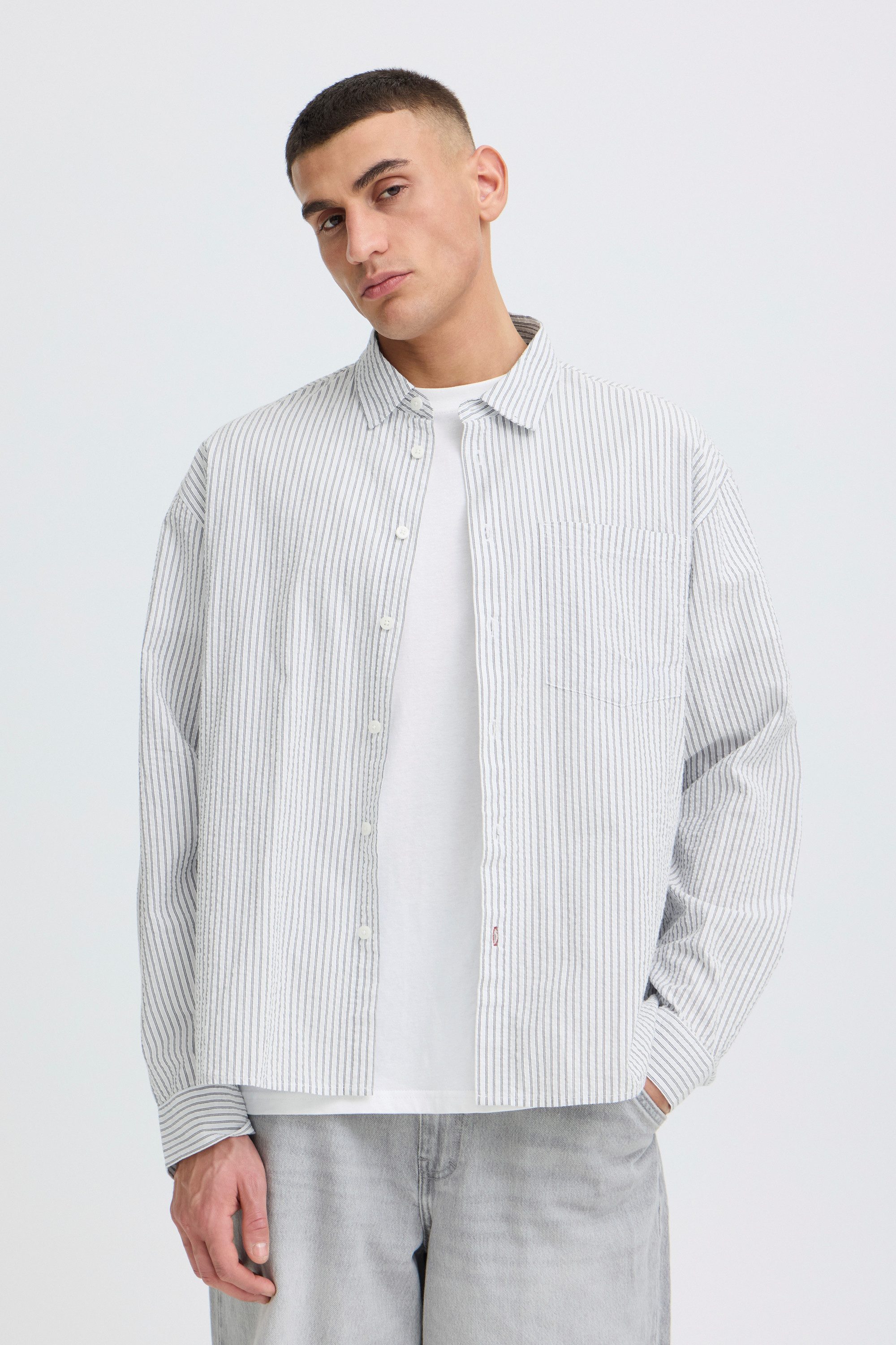!Solid Langarmhemd SDUmstead Gestreiftes Langarmhemd - Loose Fit