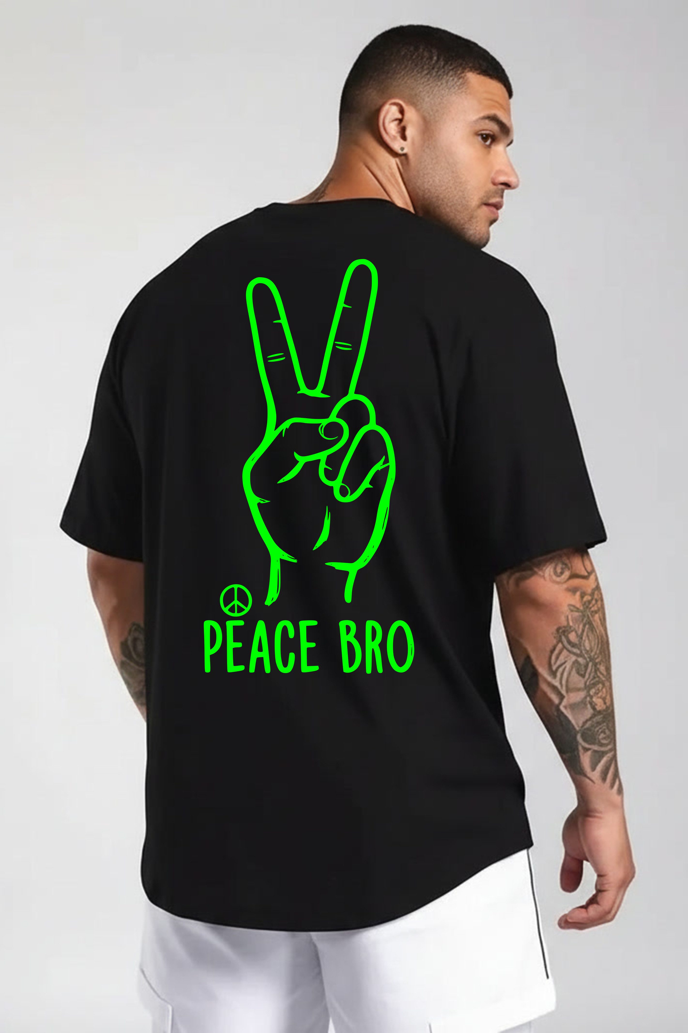 Banco T-Shirt Herren Rundhals Peace Bro Print aus 100% Baumwolle Rundhalsausschnitt mit Nackenband – formstabil & bequem