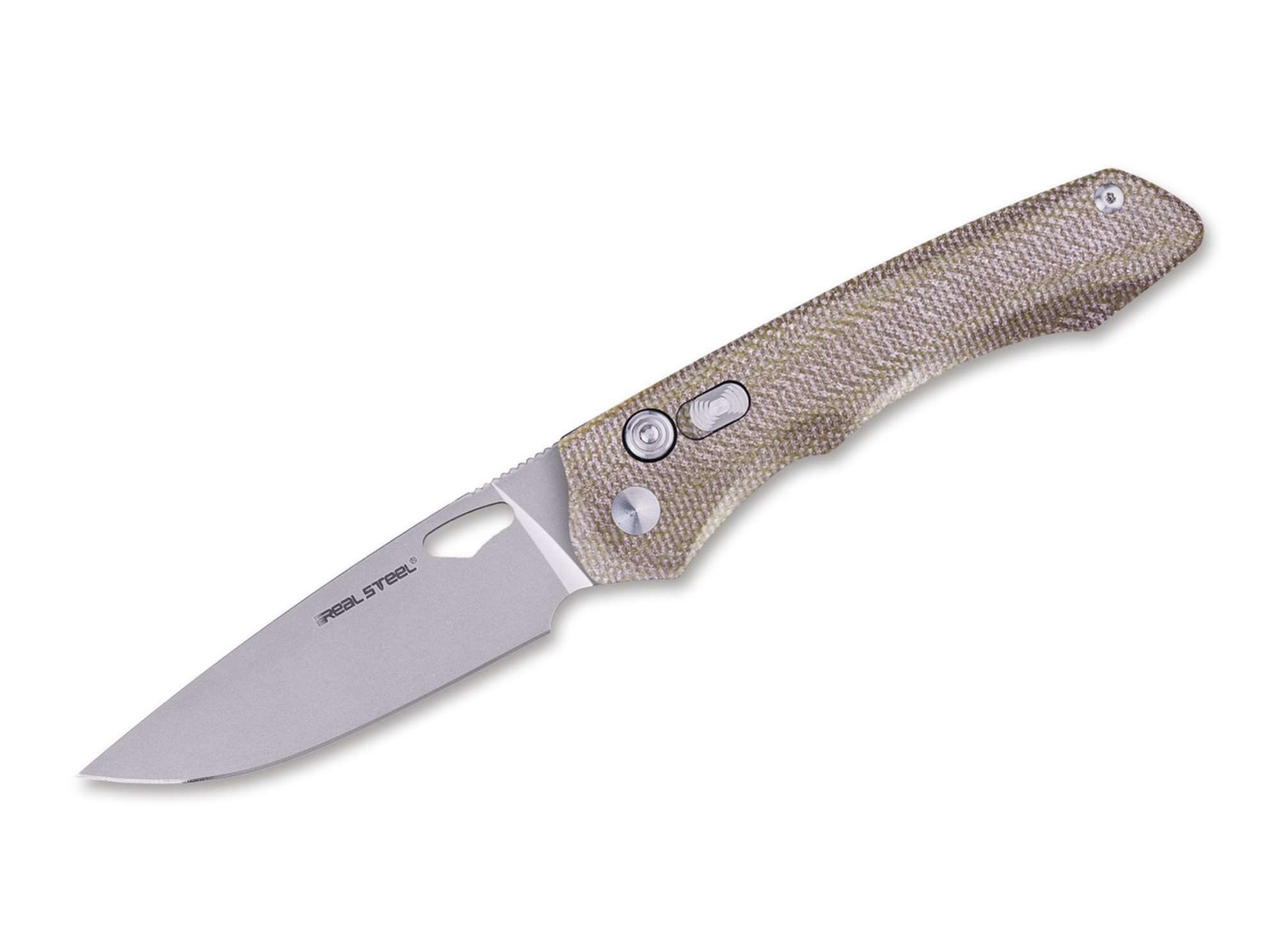 Real Steel Taschenmesser Real Steel Griffin Pro Micarta Green Stonewash