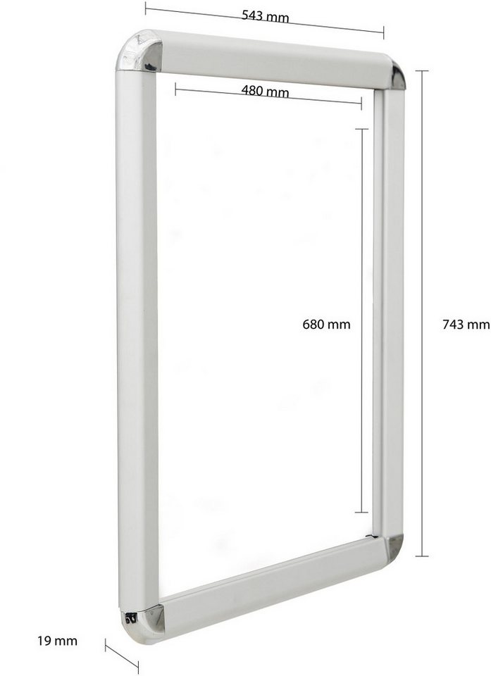 Thumbnail - update displays Stehsammler Klapprahmen 32mm Rondo 500x700mm silber eloxiert