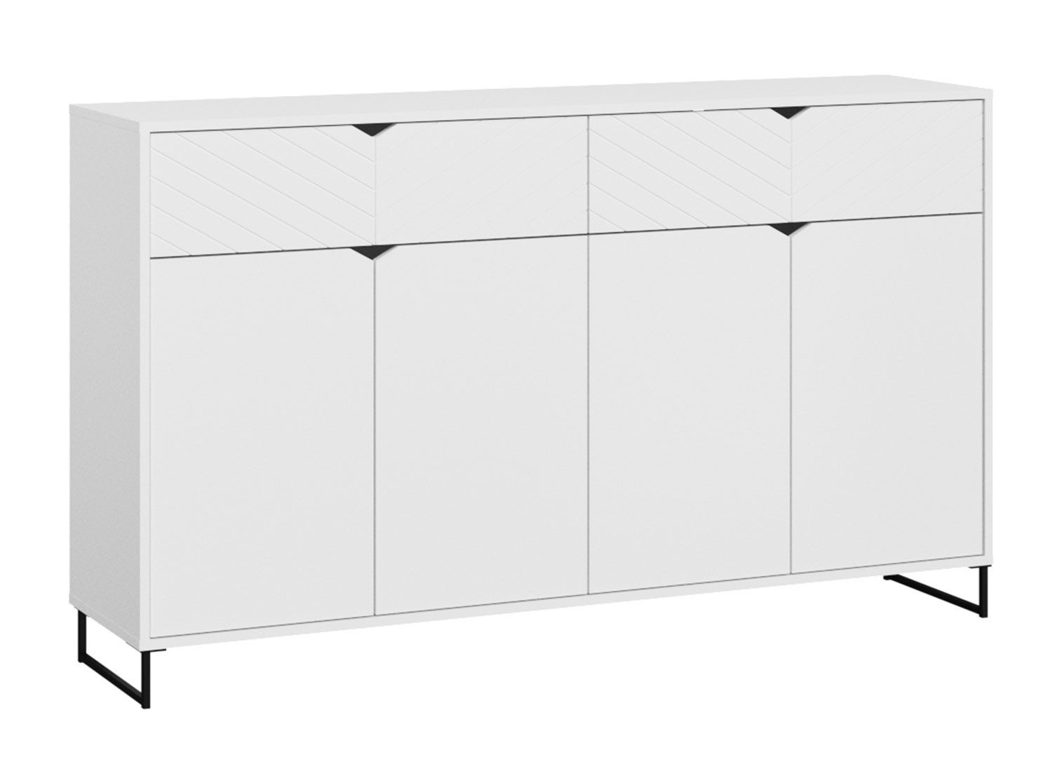 Feldmann-Wohnen Sideboard Caseres (4-türig, 2 Schubladen, 2 Fächer, 1 St., moderne Optik, 4-türig, Metallfüße, Griffmulden), 157x38x96cm weiß schwarz