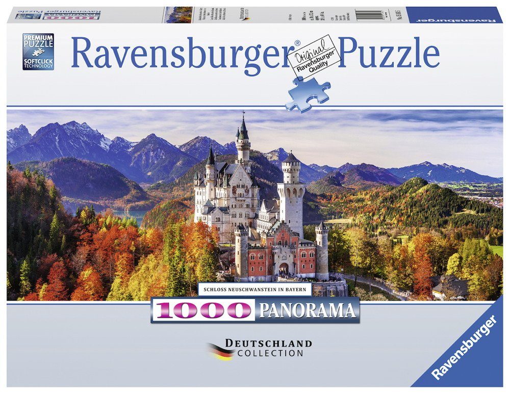 Ravensburger Puzzle Deutschland Collection Panorama Schloss Neuschwanstein Bayern 15161, 1000 Puzzleteile