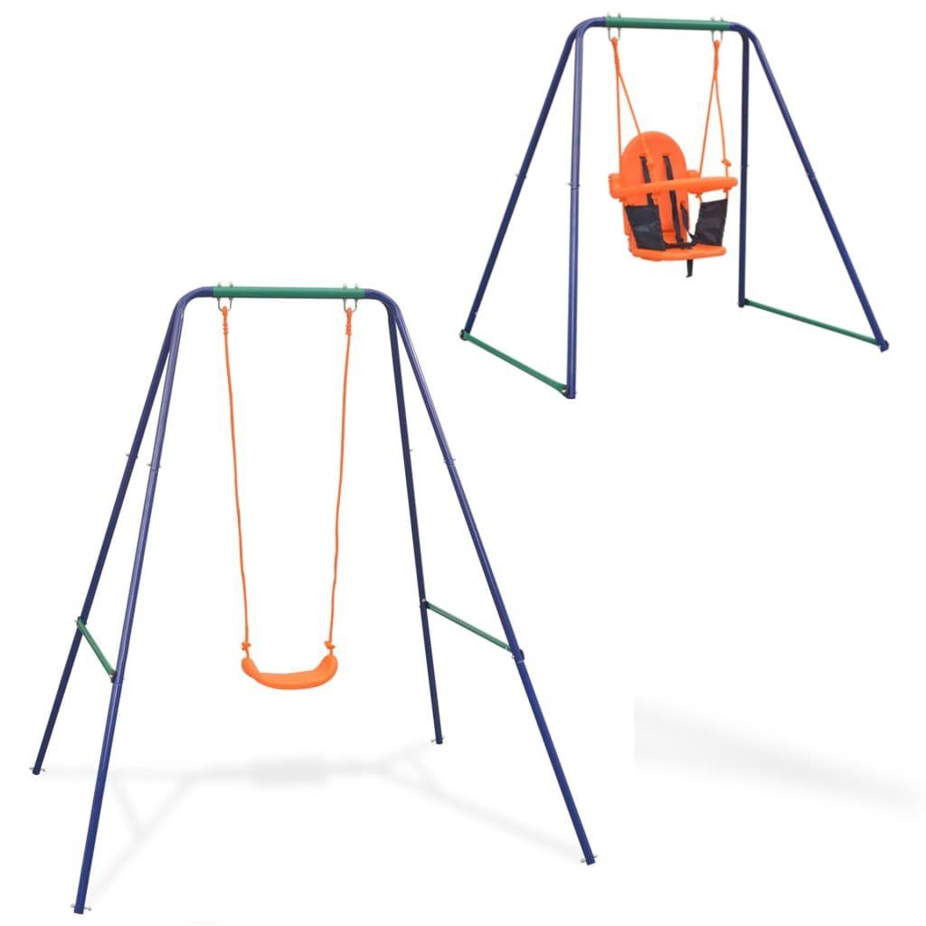 vidaXL Einzelschaukel 2-in-1 Einzelschaukel und Kleinkinderschaukel Orange