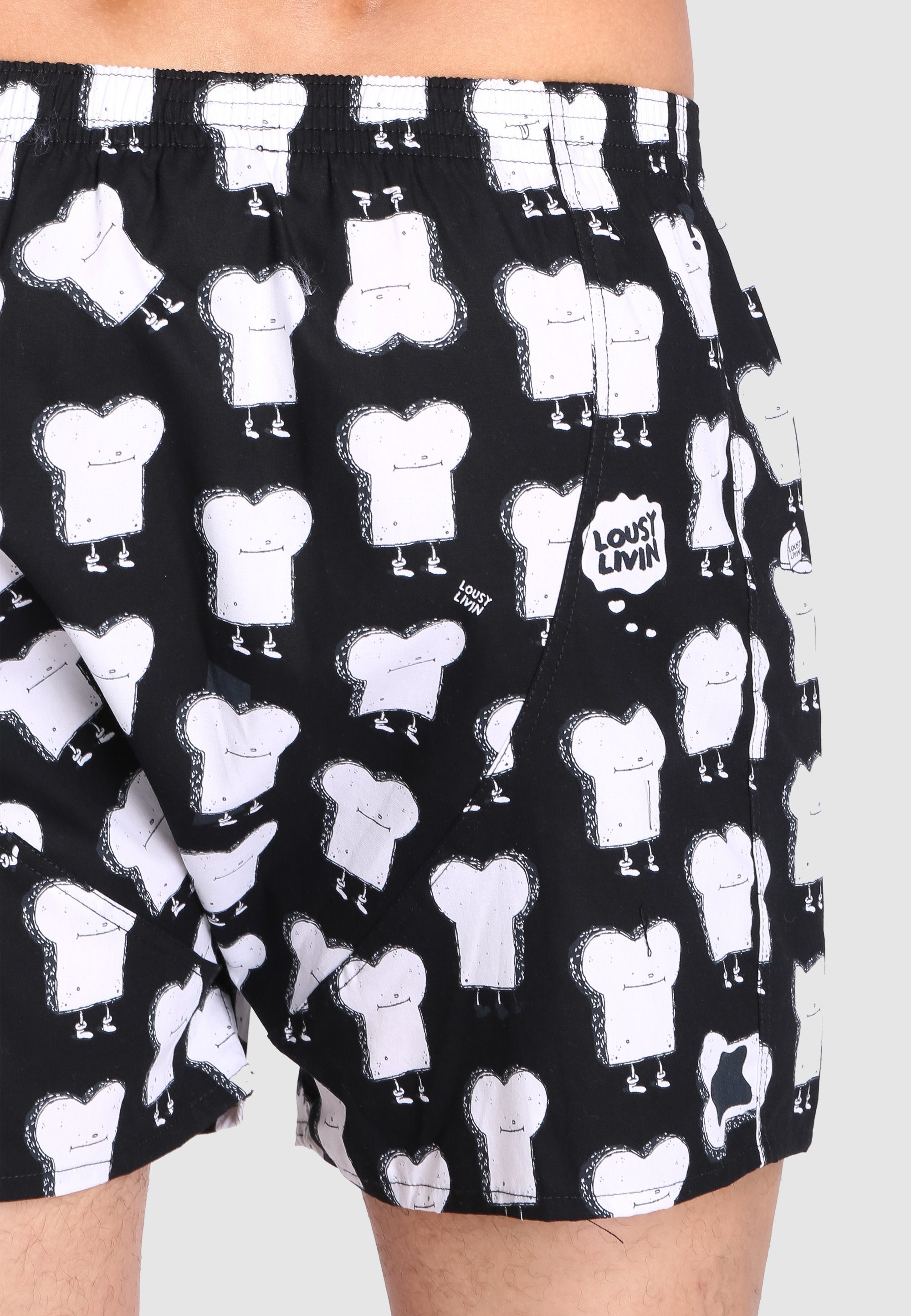 coolen Comic-Motiven Lousy schwarz mit Livin Boxershorts Toast Zitrone