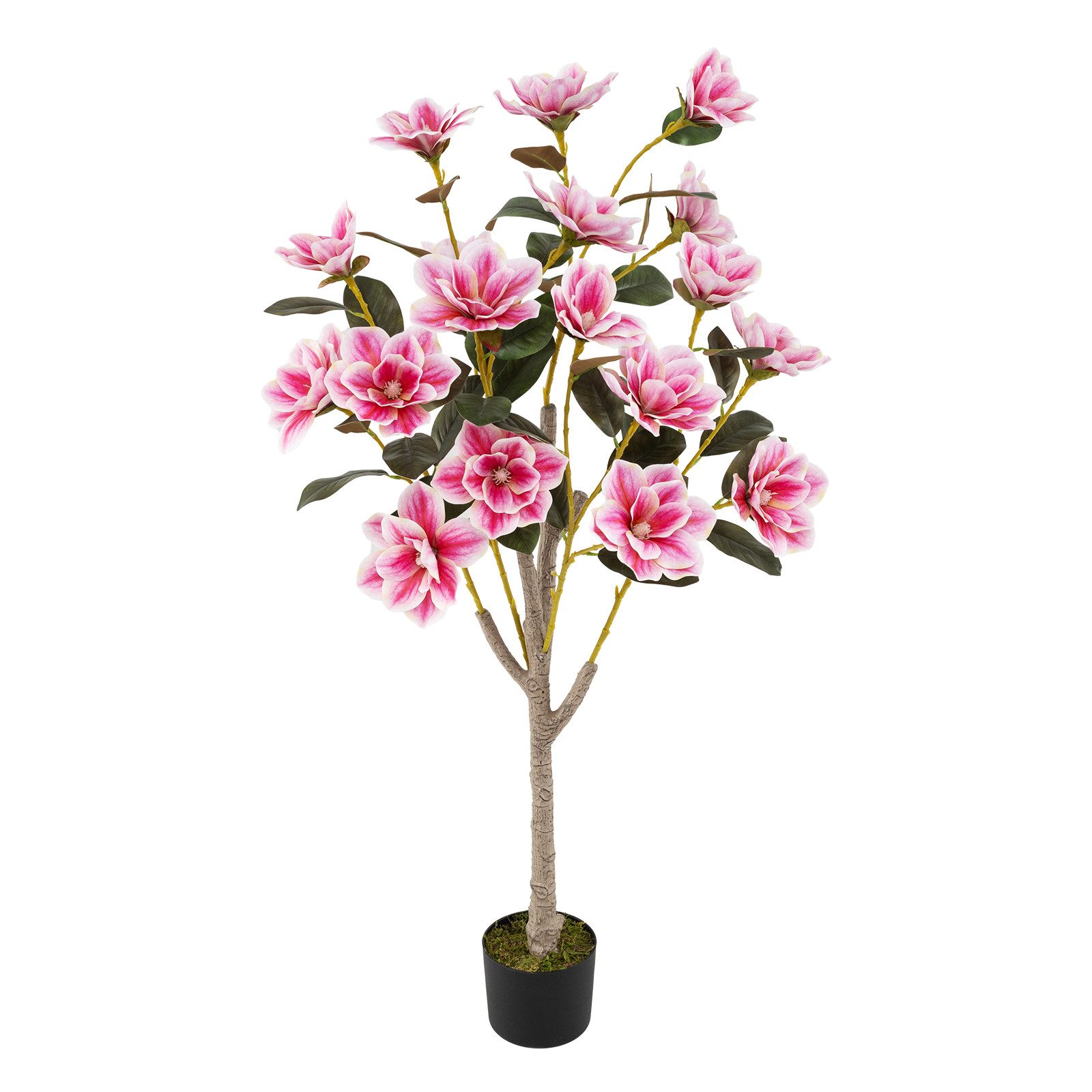 Kunstbaum Magnolienbaum, COSTWAY, Höhe 130 cm, 90CM Kunstbaum mit Blüten, Künstlicher Magnolienbaum