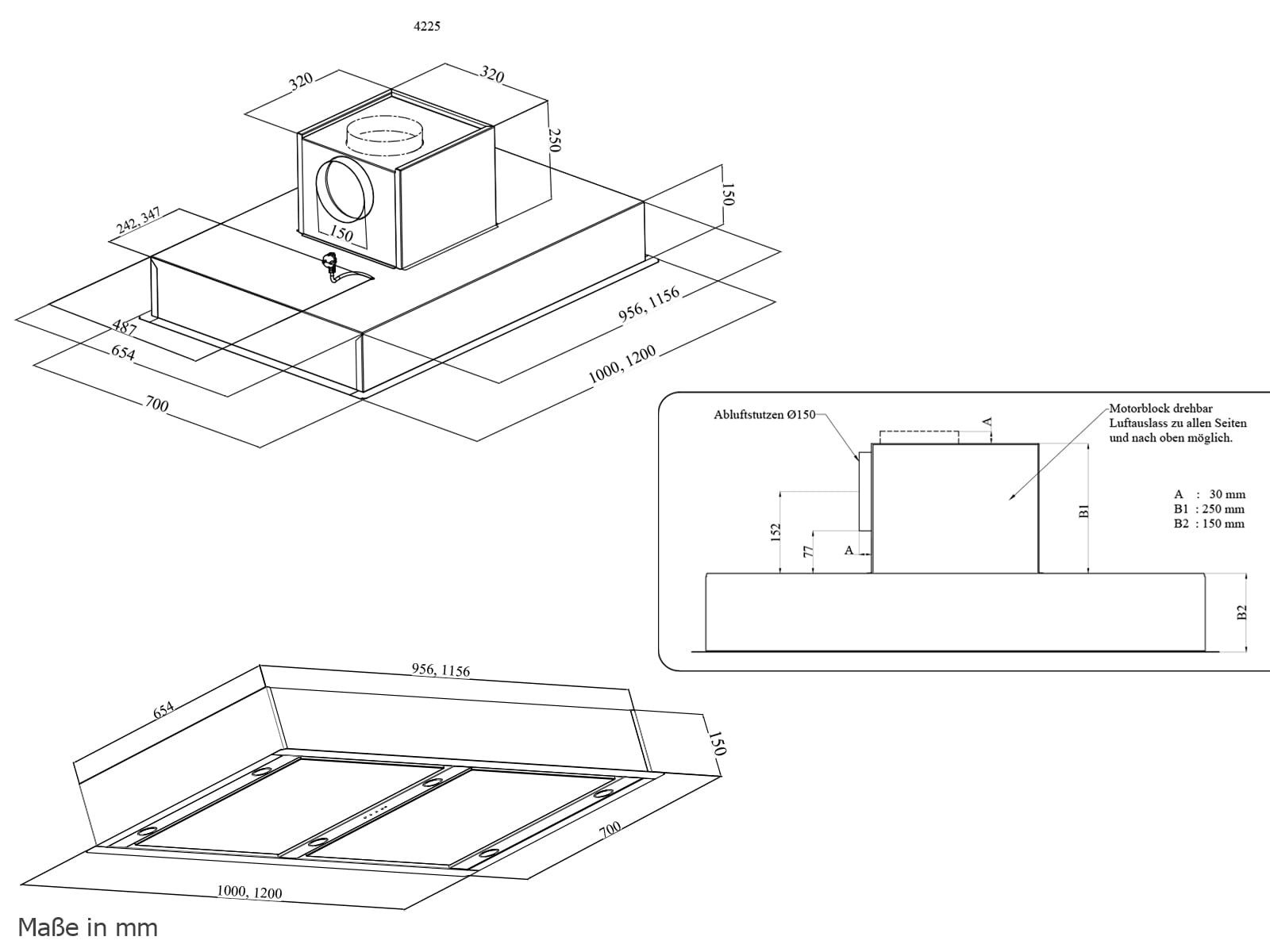 Silverline Deckenhaube, 120 cm