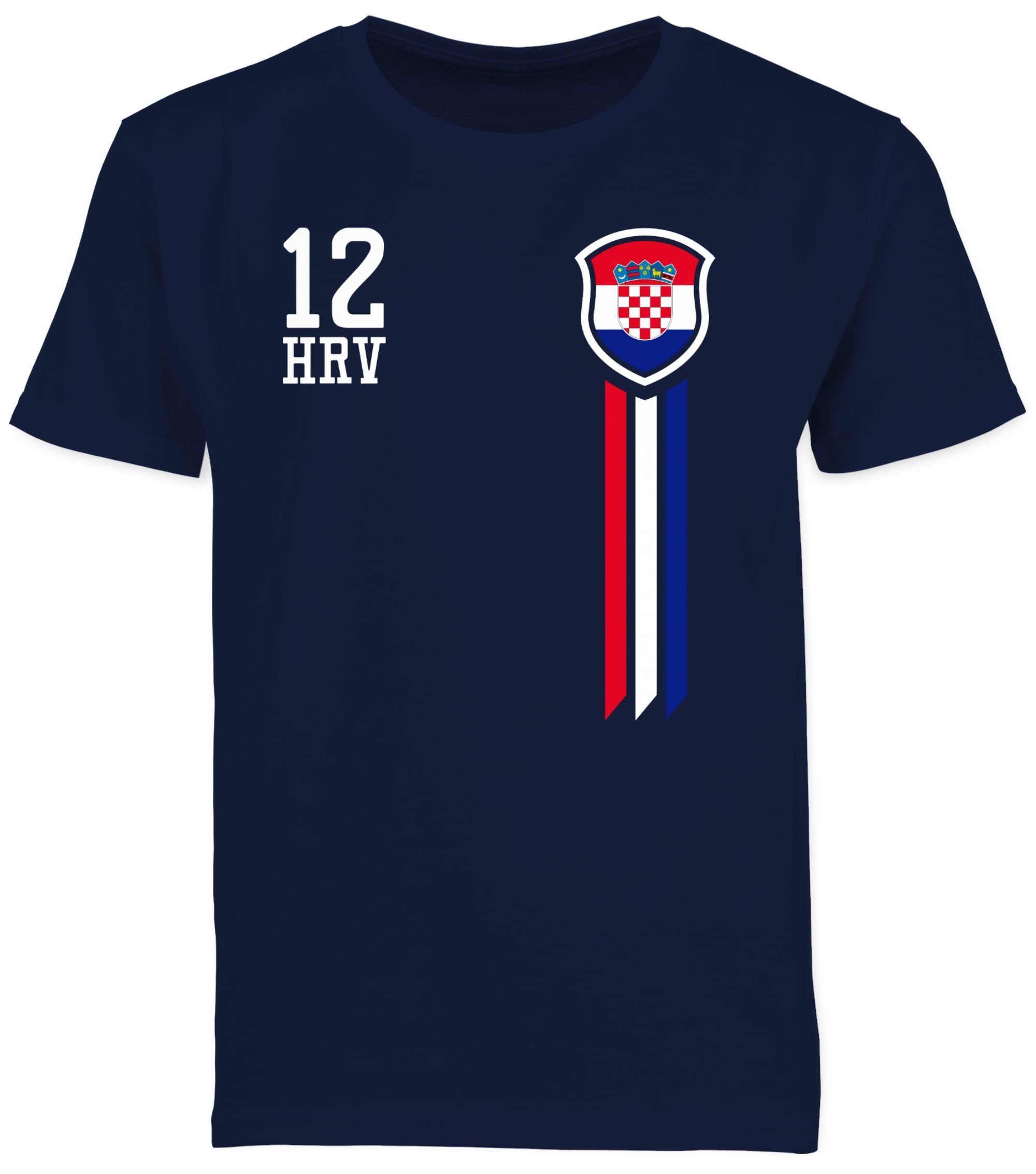 EM Dunkelblau Mann Fan-Shirt Shirtracer Kinder 12. Fussball 1 Kroatien T-Shirt 2024