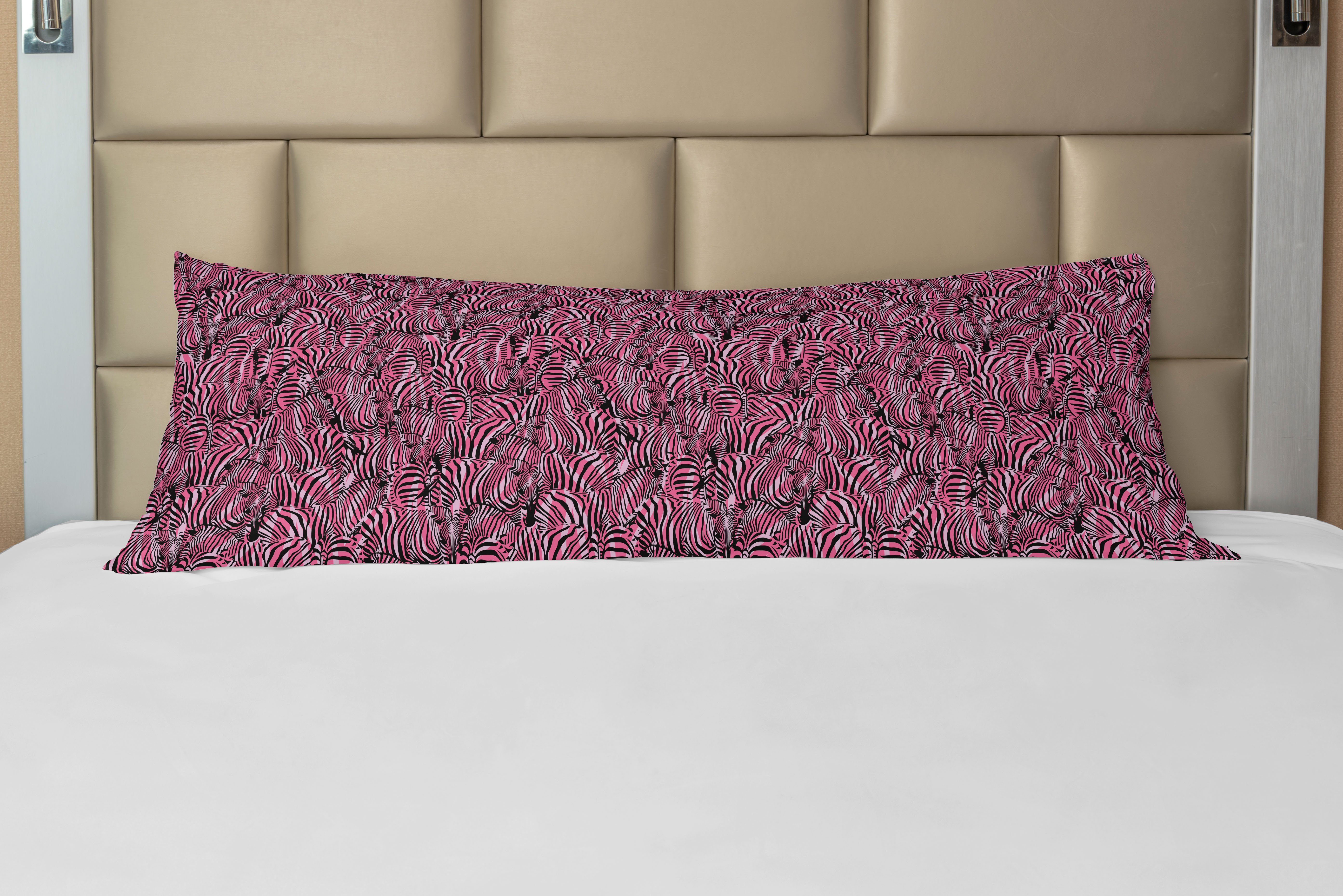 Langer Kissenbezug, rosa Seitenschläferkissenbezug Zebra Deko-Akzent Abakuhaus, Safari-Kunst-Muster
