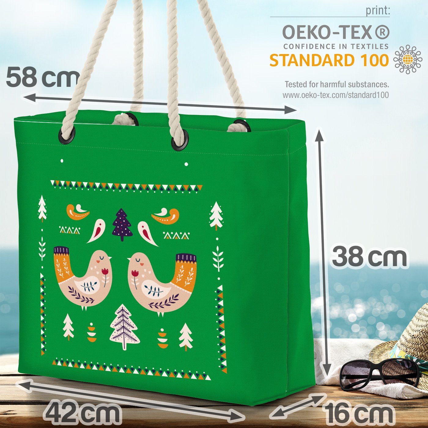 Vögel Bauernhof Beach Weihnachten Liebe Geschenke Stil Landhaus VOID Tier Bag Strandtasche (1-tlg), Hühner