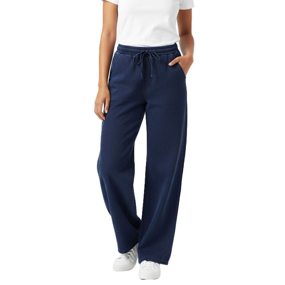 Ital-Design Jogg Pants Weit geschnittene Freizeithose mit elastischer Taille (90800249) Used-Look Stretch Relaxed Fit Jeans in Dunkelblau