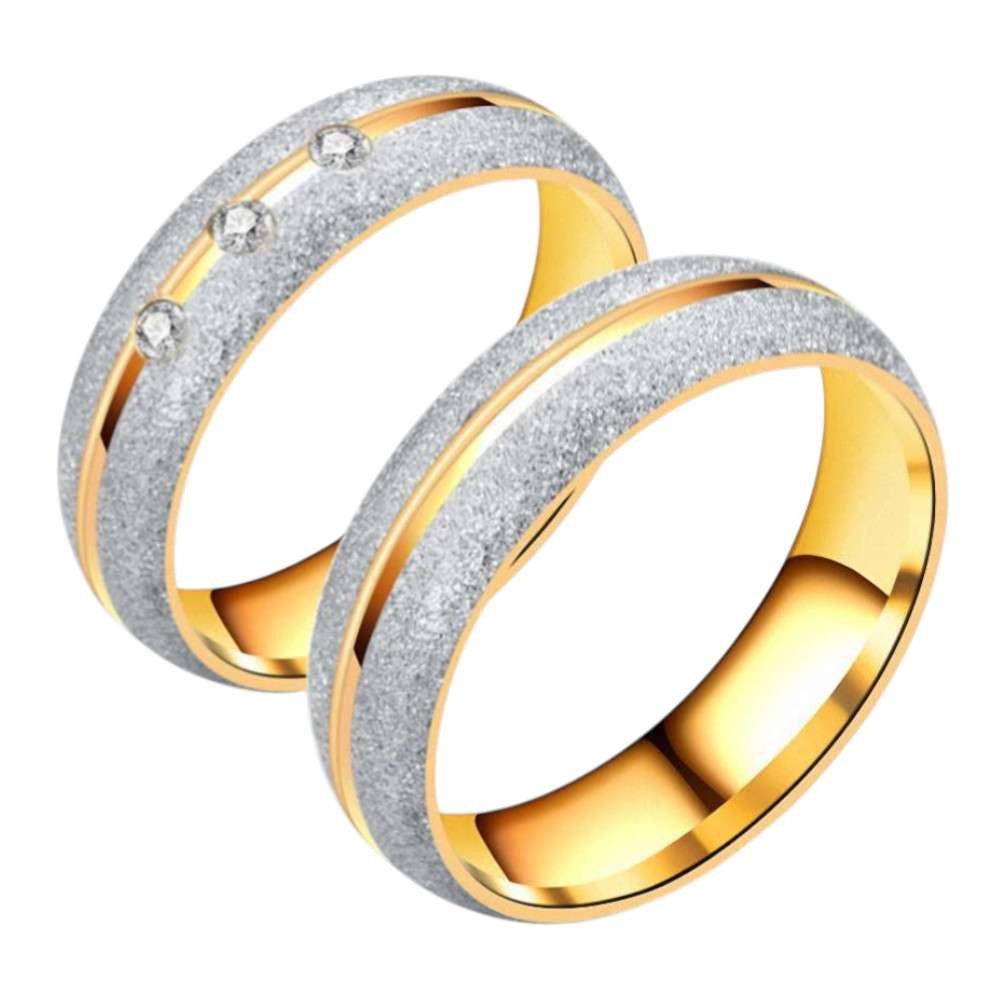 Taffstyle Fingerring Verlobungsring Freundschaftsring Ehering Partnerring Gold Kristalle (Partnerring Freundschaftsring Ehering aus Edelstahl), Wunderschöner goldener Verlobungsring