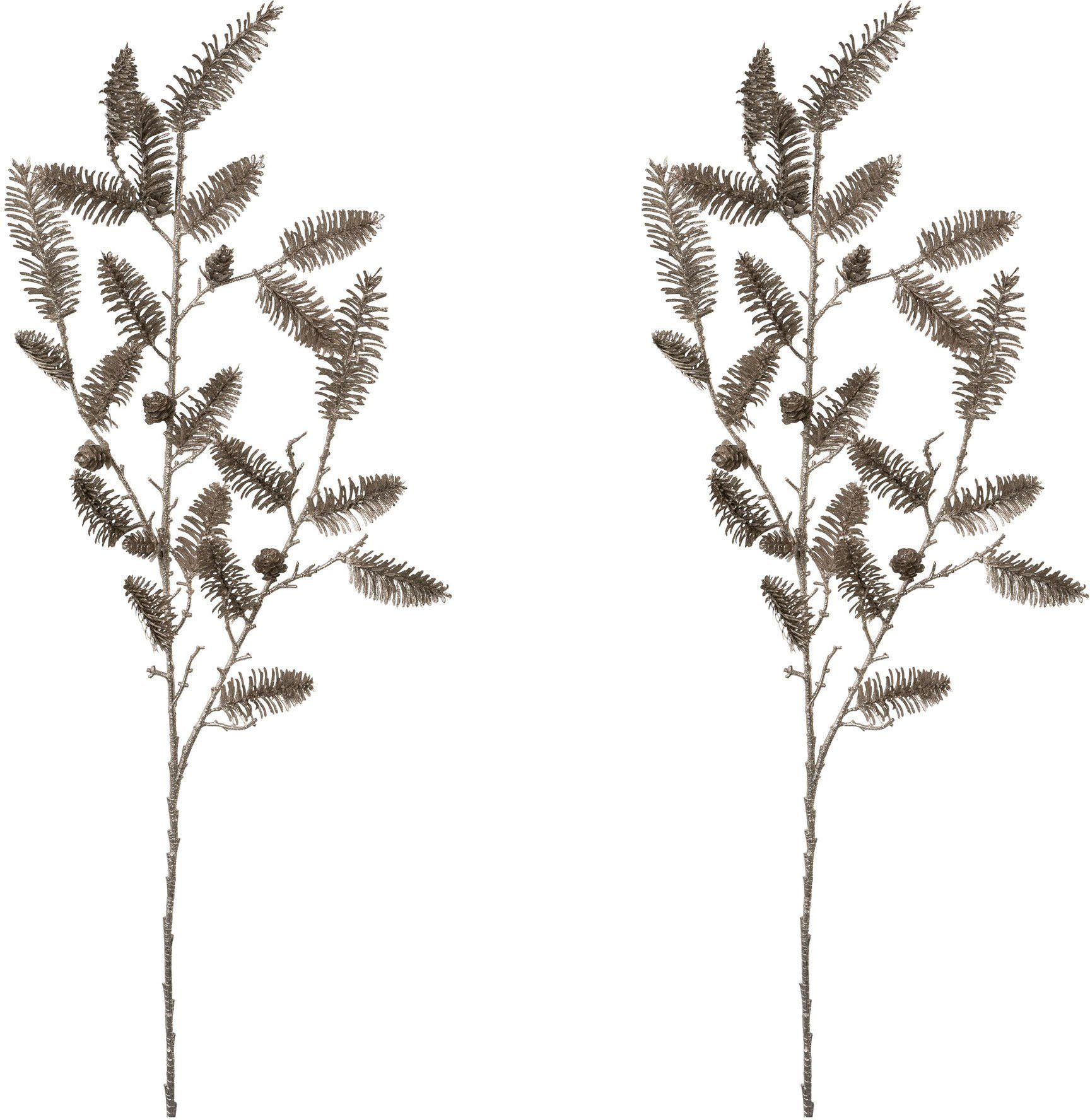 Winterliche Kunstpflanze Weihnachtsdeko Nobilistanne, Creativ green, Höhe 93 cm, Zweig mit zahlreichen Tannenspitzen, silber, 2er-Set