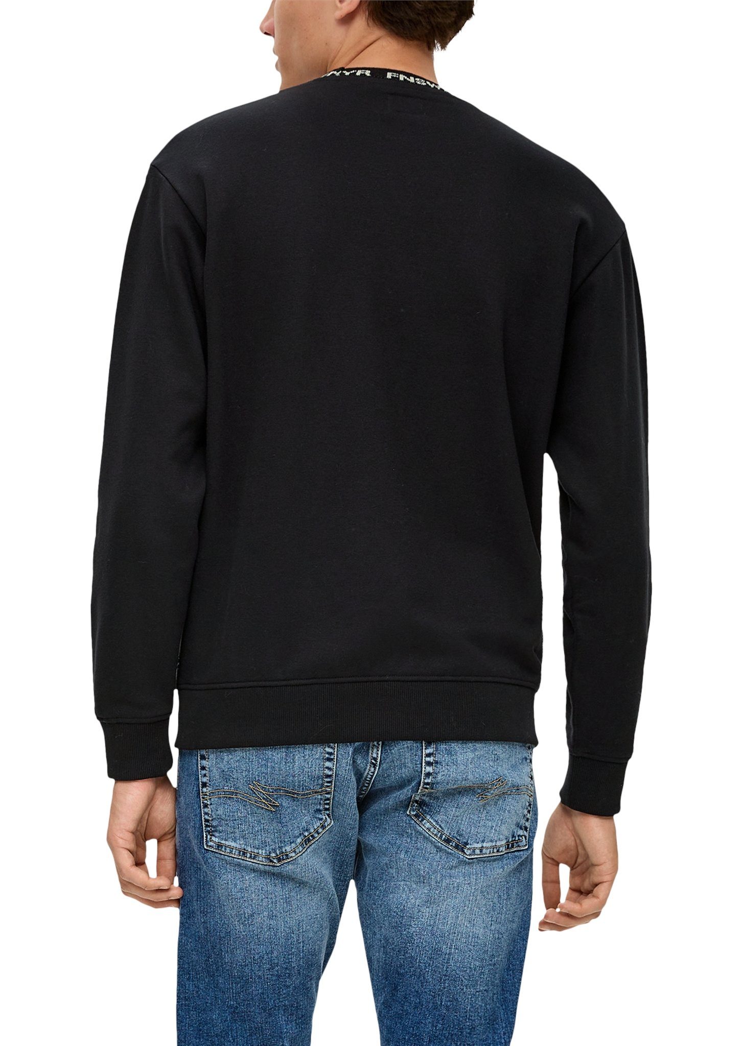 QS Sweatshirt mit Jacquard-Blende black