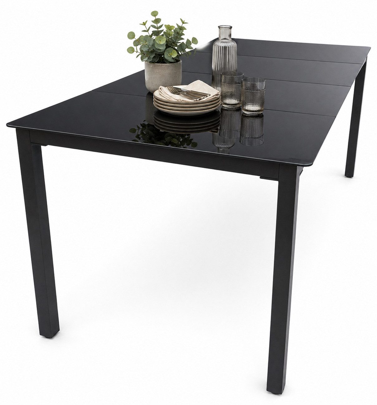 VCM Gartentisch Balkontisch Miami H. 73 x B. 189 x T. 90 cm, Gartentisch aus Glas und Aluminium, Anthrazit