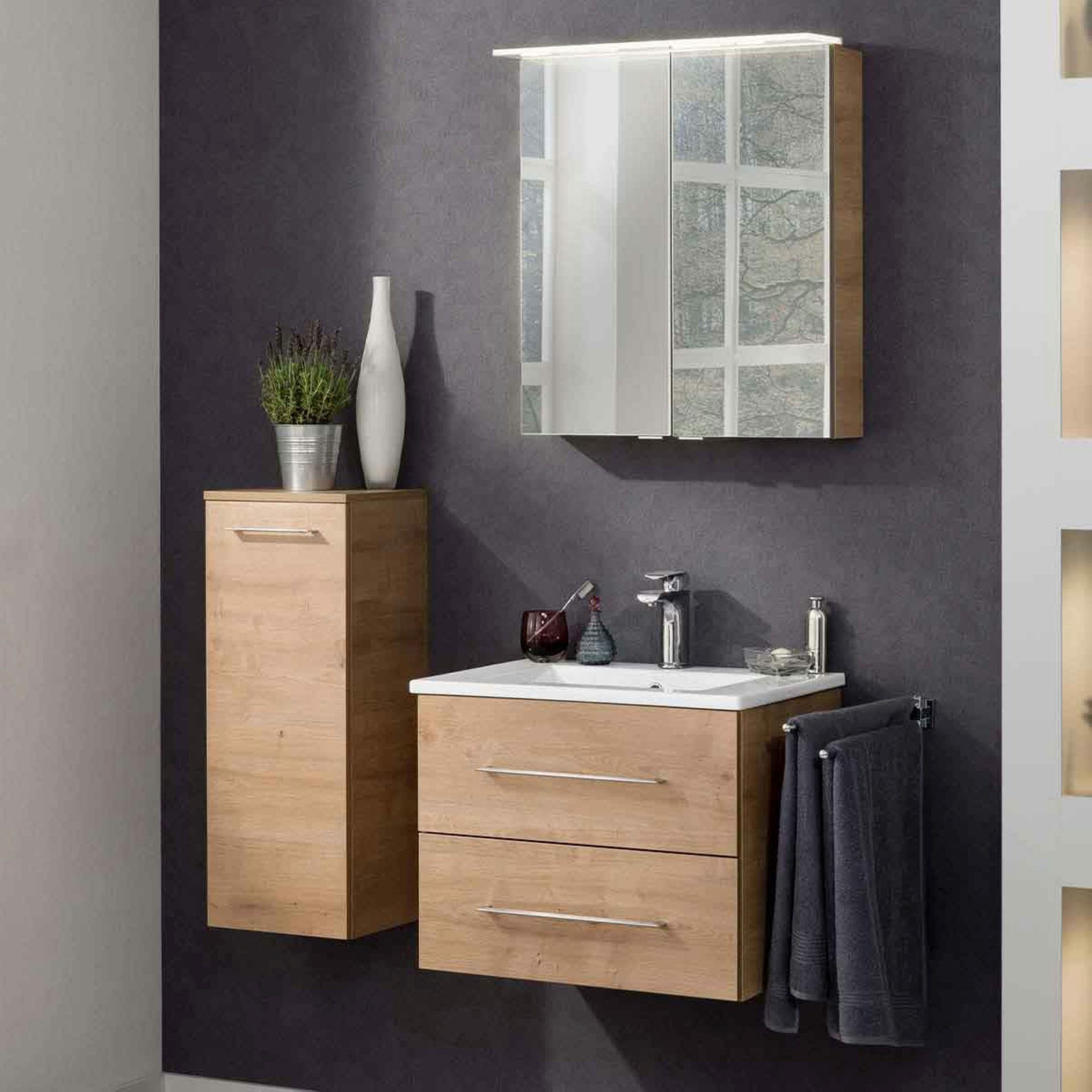FACKELMANN Badmöbel-Set Badmöbel-Set, Badezimmer-Komplettset, Badezimmermöbel 4-teilig