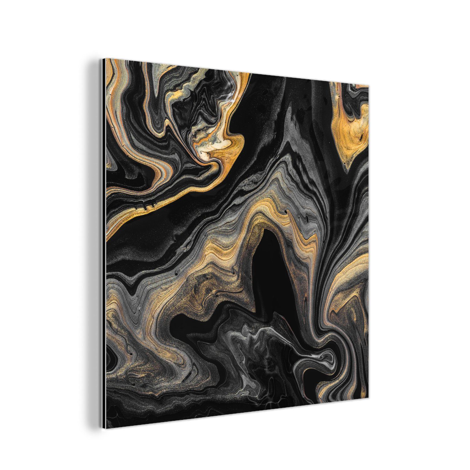 MuchoWow Metallbild Marmor - Acryl - Gold - Luxus - Abstrakt, (1 St), Alu-Dibond-Druck, Gemälde aus Metall, Aluminium deko
