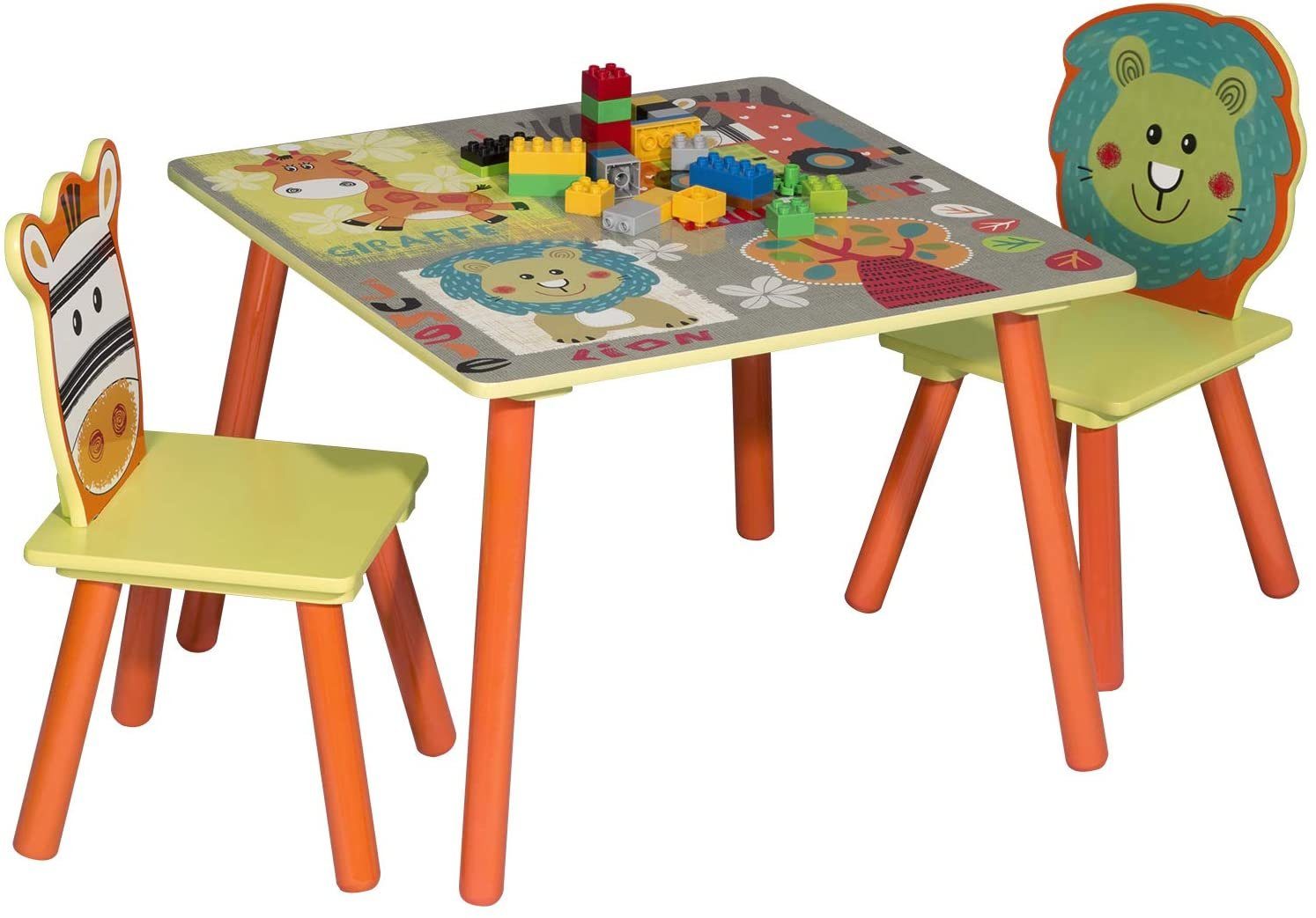 Woltu Sitzgruppe, (3-tlg), Waldtiere Tisch&Stuhlsets Kindertisch mit 2  Stühle