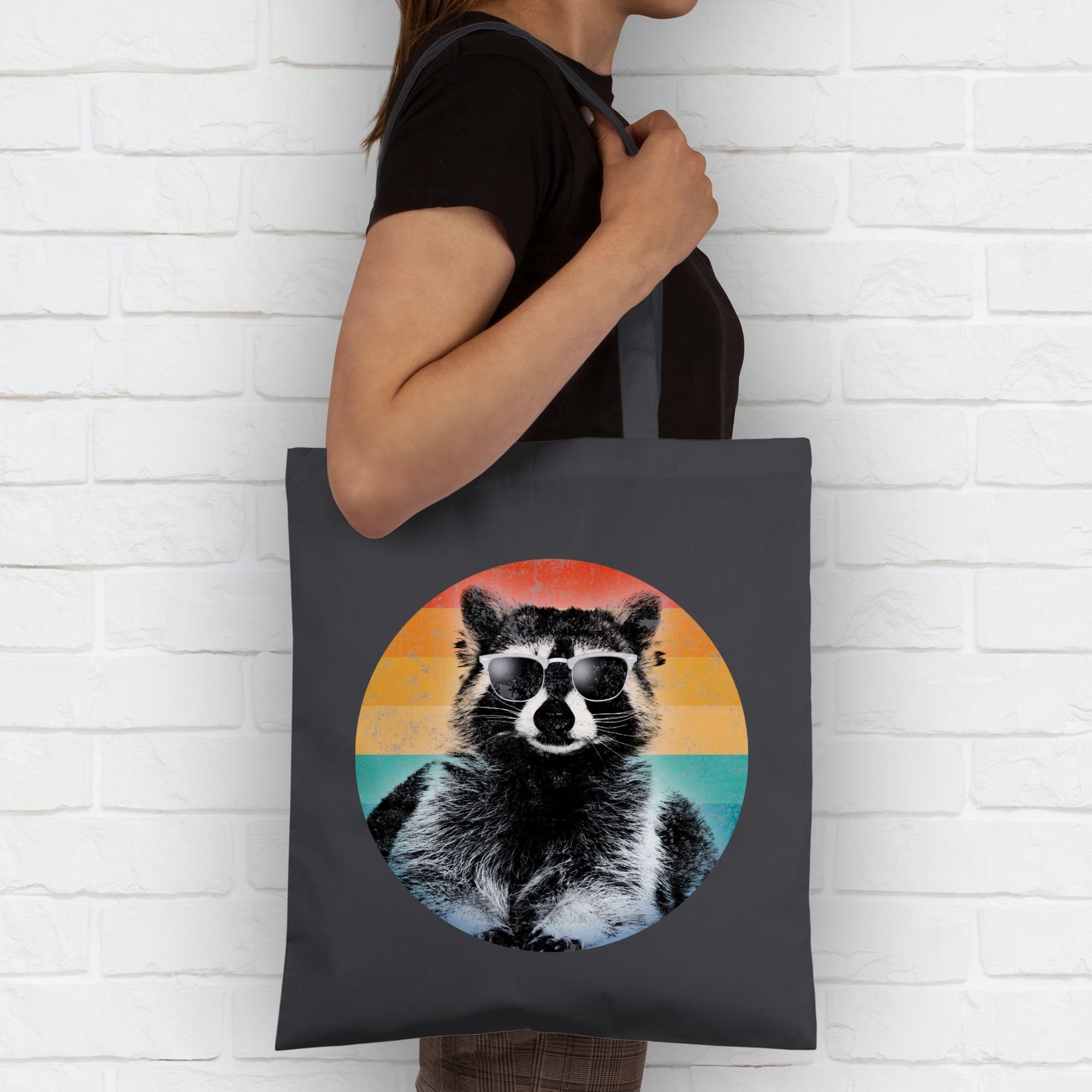 Shirtracer Umhängetasche Cooler Waschbär Raccoon, Vintage Retro