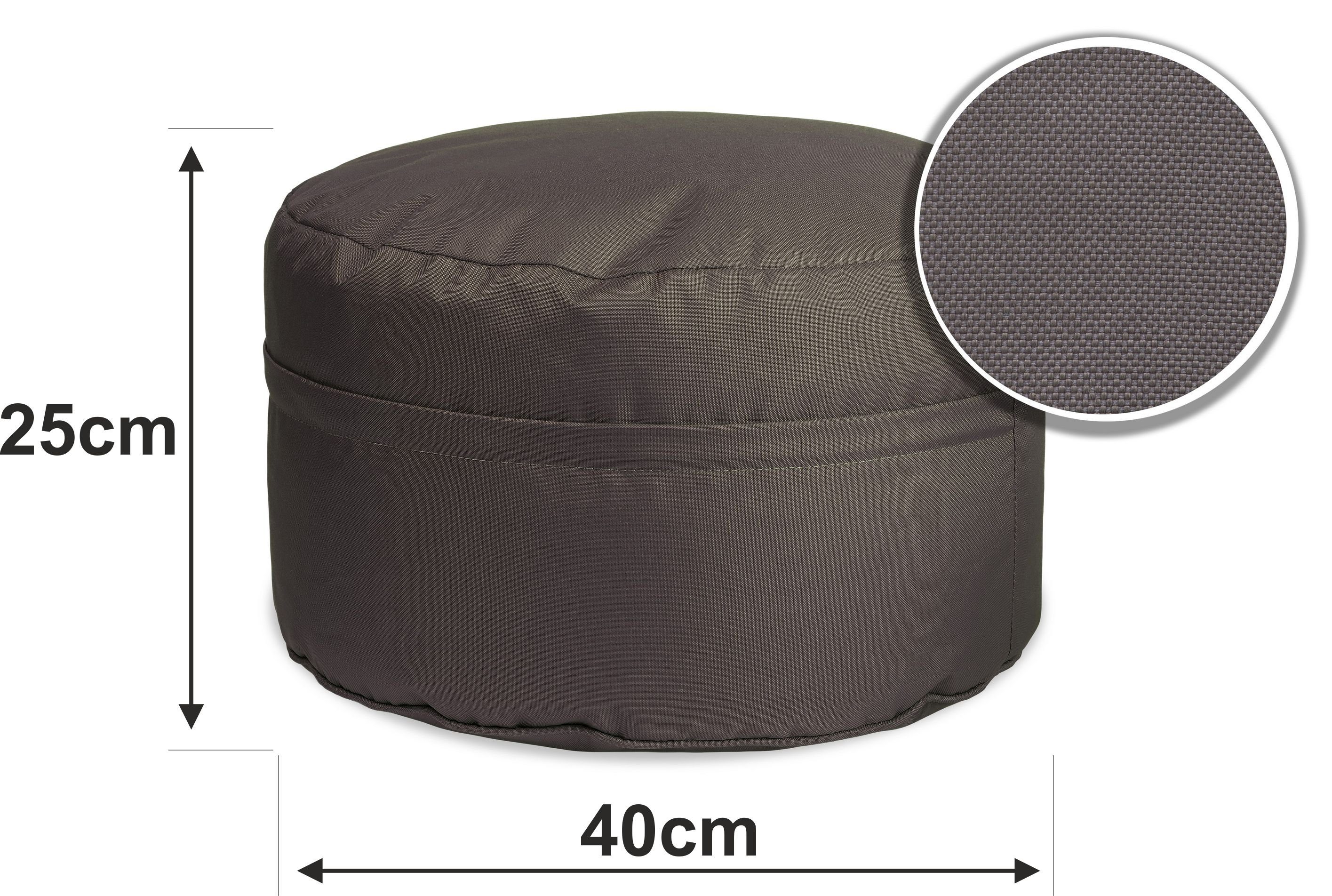 Sitzpouf abnehmbarem anthrazit - Sitzsack Sitzsack Hocker Bezug, rund sunnypillow 45 Runder cm mit x 25