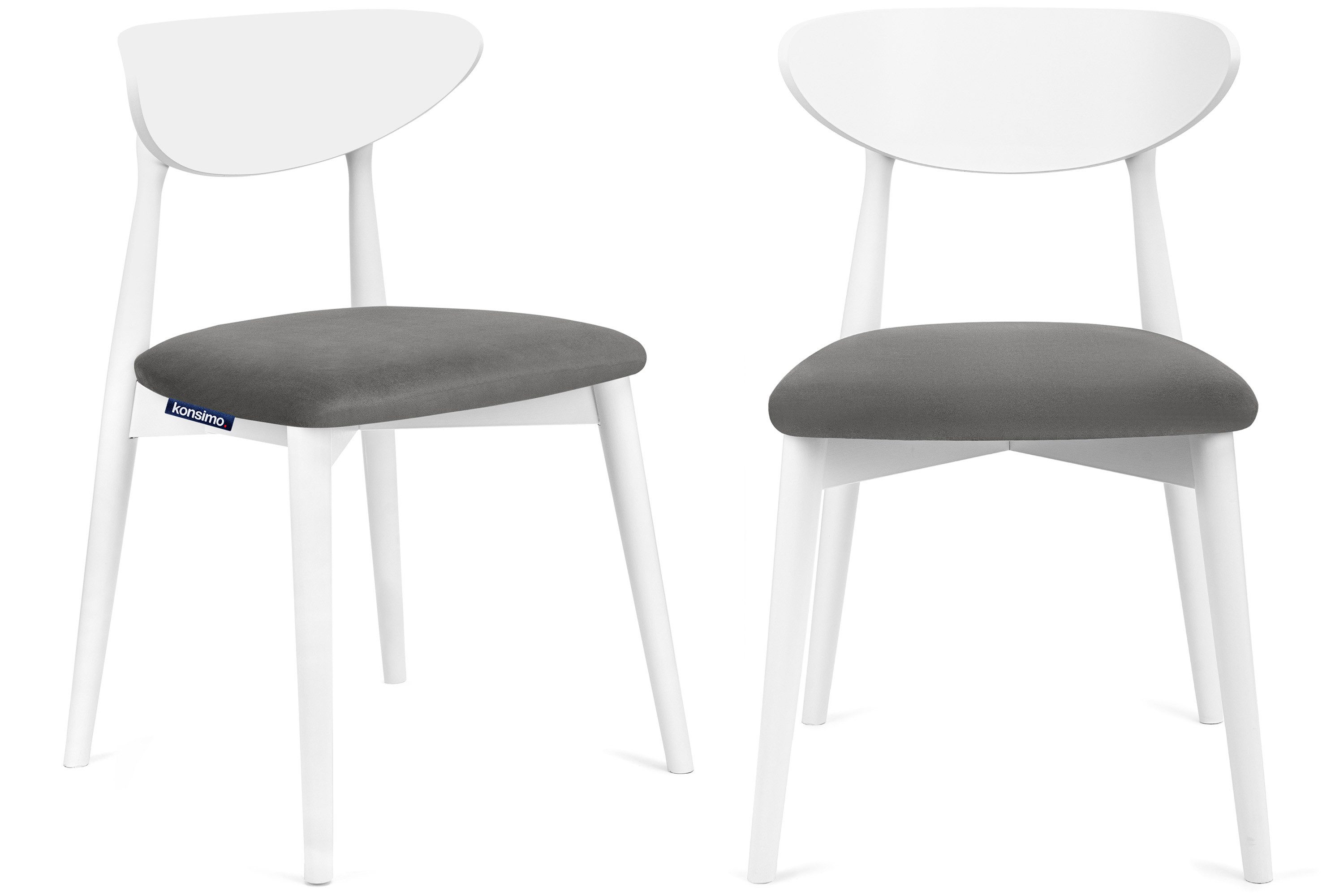 KONSIMO® Holzstuhl RABI Esszimmer Stuhl Esstischstuhl Küchenstuhl Walnuss (Esszimmerstühl, 2 St), Gestell aus Massivholz, Veloursitz, Japandi, fertigmontiert