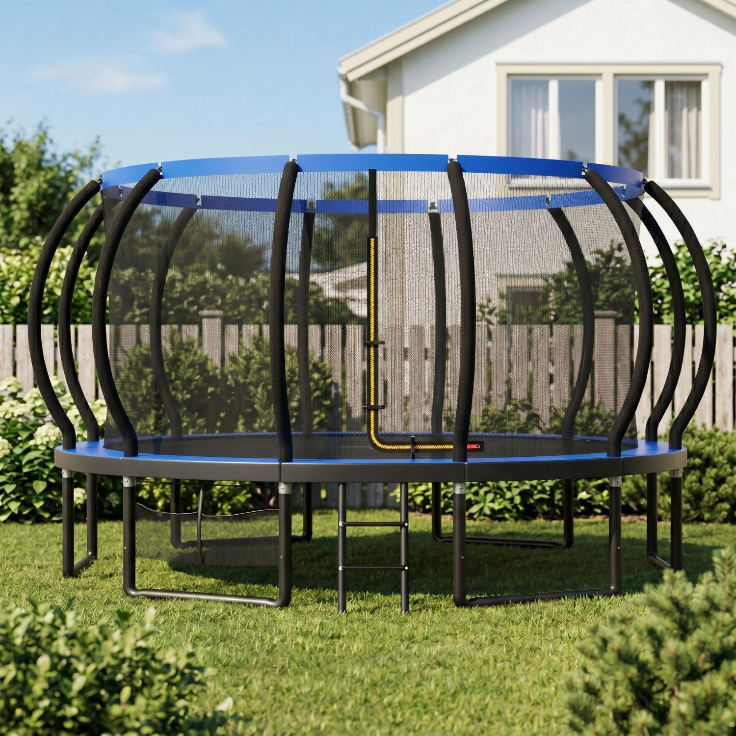 HOMALL Gartentrampolin Trampolin,Kindertrampolin mit Sicherheitsnetz und Leiter, Ø 366 cm, Ø305/366/427cm,gepolstertes Gestell,150kg,Schutzranabdeckung