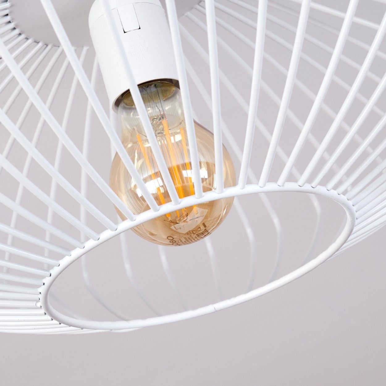 hofstein Deckenleuchte »Pieris« runde Deckenlampe aus Metall in Weiß, ohne Leuchtmittel, Retro-Leuchte mit Lichteffekt durch Gitter-Optik, Ø40cm, E27 – Bild 3 von 5